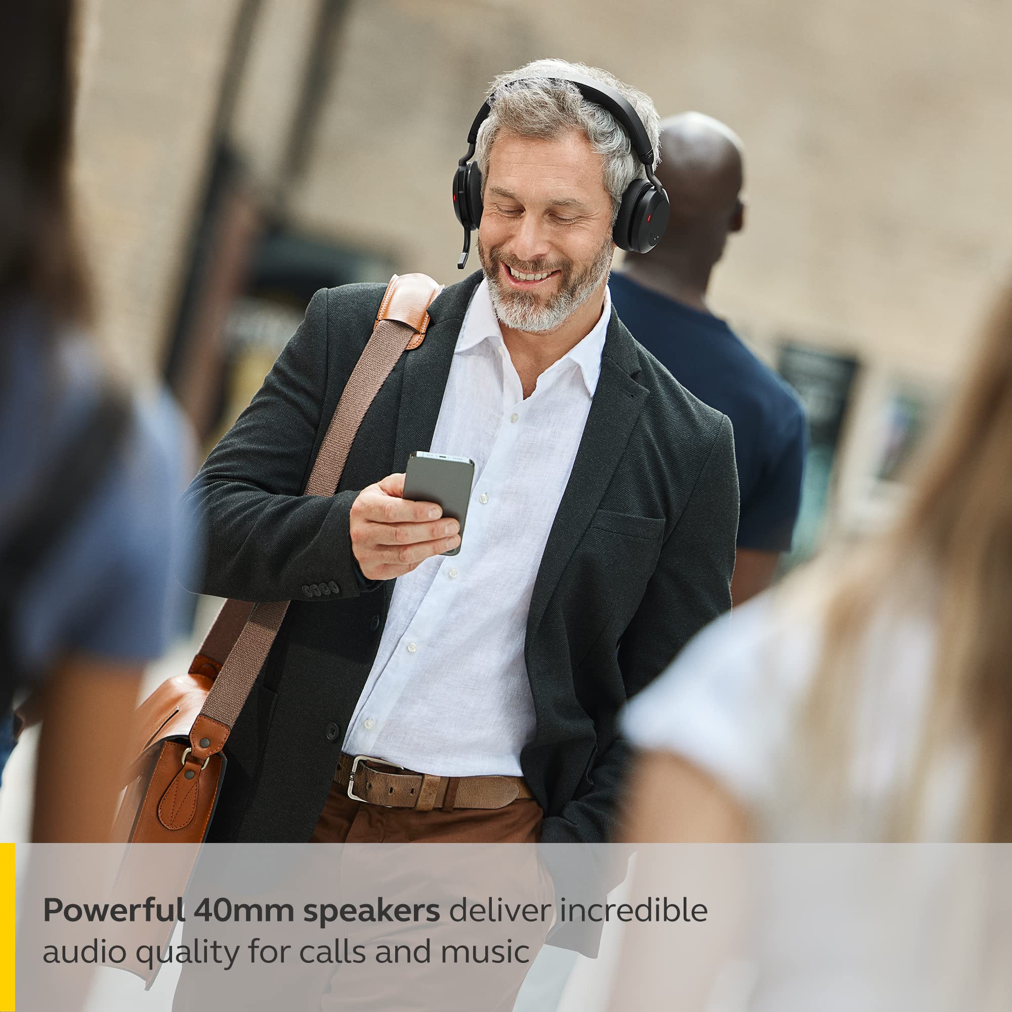 Jabra Evolve2 75 Pc Wireless Headset With Charging Stand And 8 Mic Technology   Dual Foam Stereo Headphones With Advanced Active