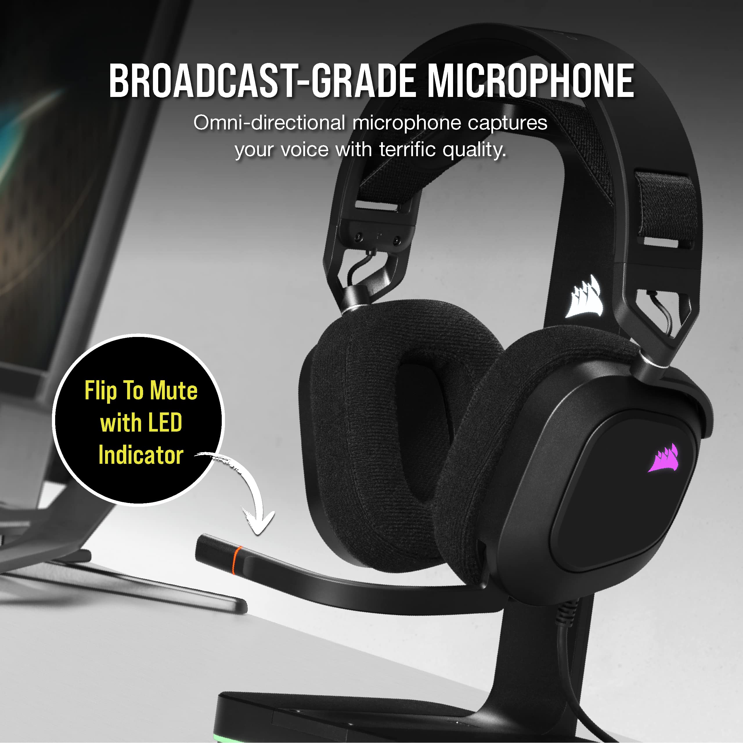 Corsair Hs80 Rgb Usb Premium Gaming Headset With Dolby Audio 7.1 Surround Sound (Broadcast-Grade Omni-Directional Microphone, Me