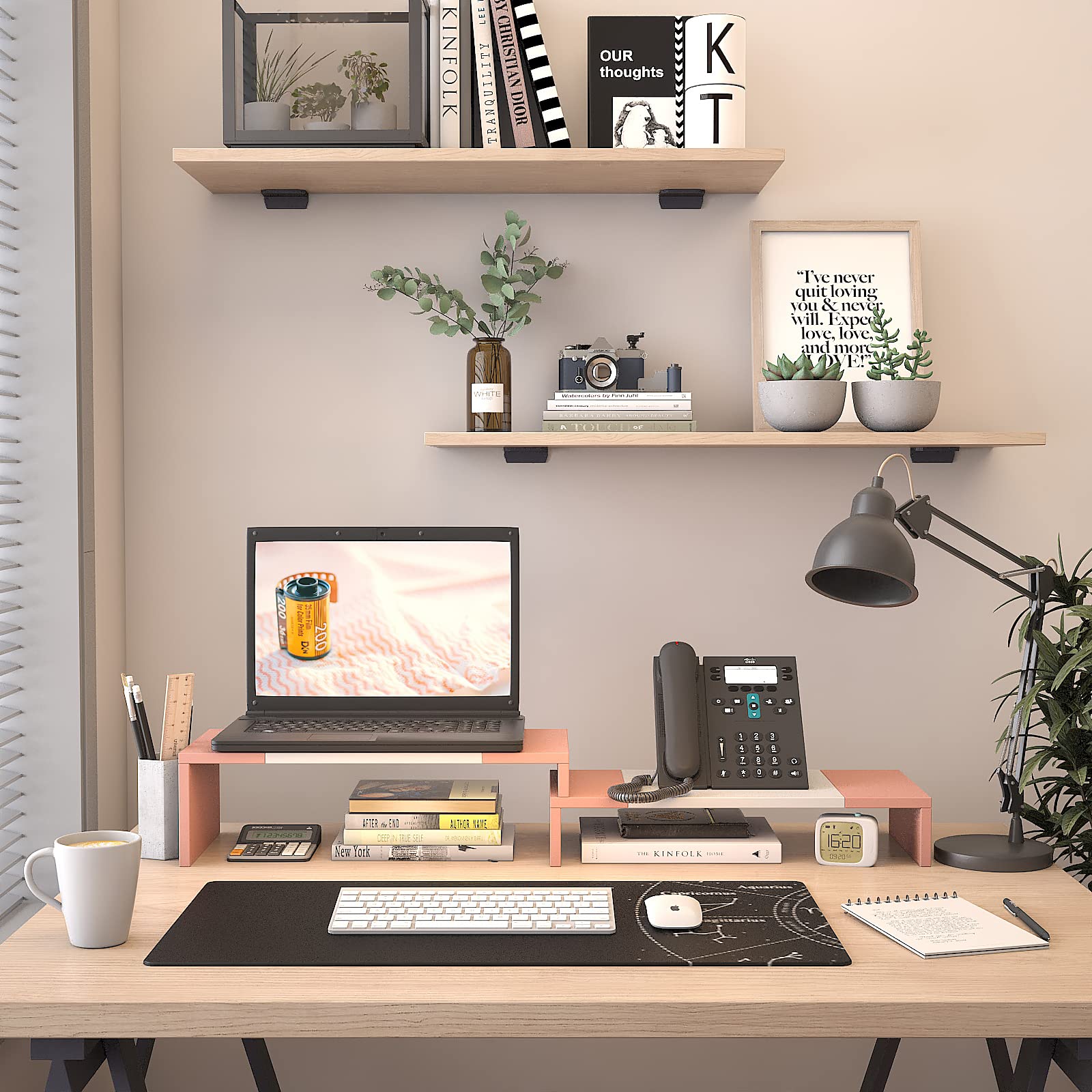 Westree Dual Monitor Stand   Monitor Stand Riser   2 Shelf Computer Monitor Stand With Adjustable Length And Angle, Monitor Stan