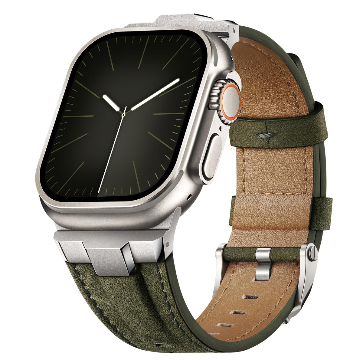 Suitisbest Leather Bands Compatible For Apple Watch Ultra Band 49Mm 46Mm 45Mm 44Mm 42Mm, Genuine Leather Rugged Durable Matel Co
