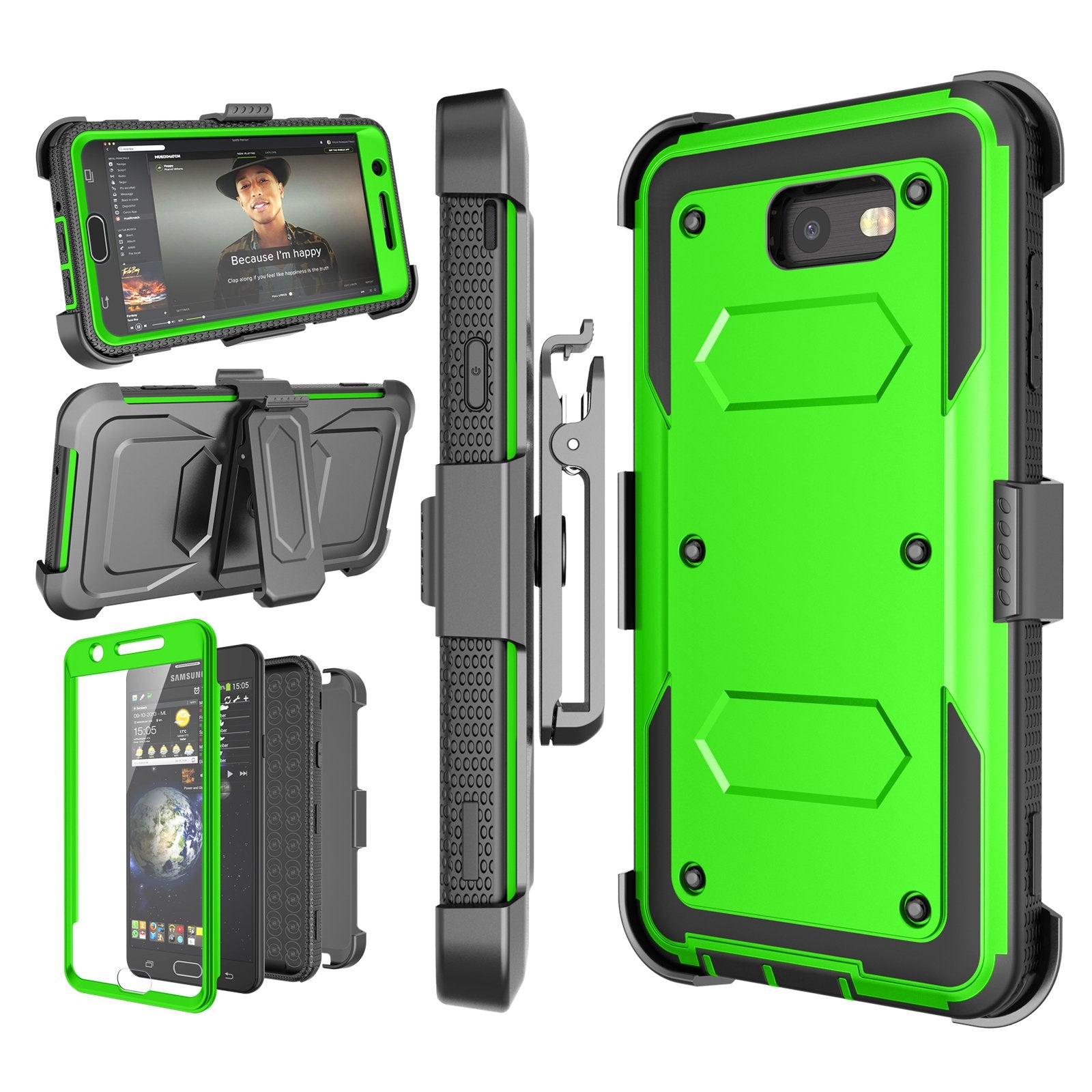 Njjex Galaxy J7 Sky Pro Case,For J7 V/ J7 Perx / J7 Prime Case, [Nbeck] Heavy Duty Built In Screen Protector Rugged Holster Lock