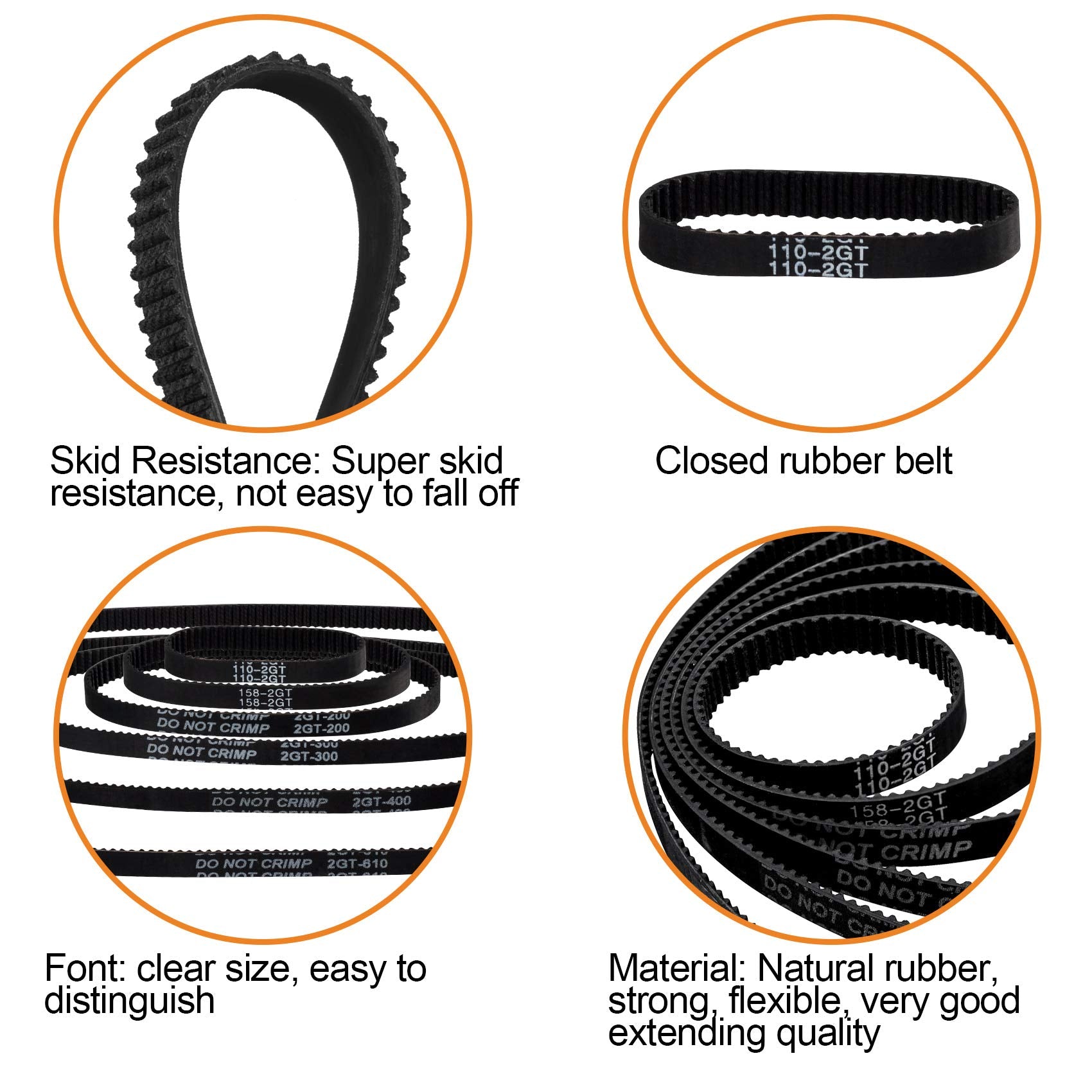 Pagow 6Pcs 3D Printer Timing Belt 2Gt 6 Closed Loop Rubber Belt 110Mm 158Mm 200Mm 300Mm 400Mm 610Mm Width 6Mm