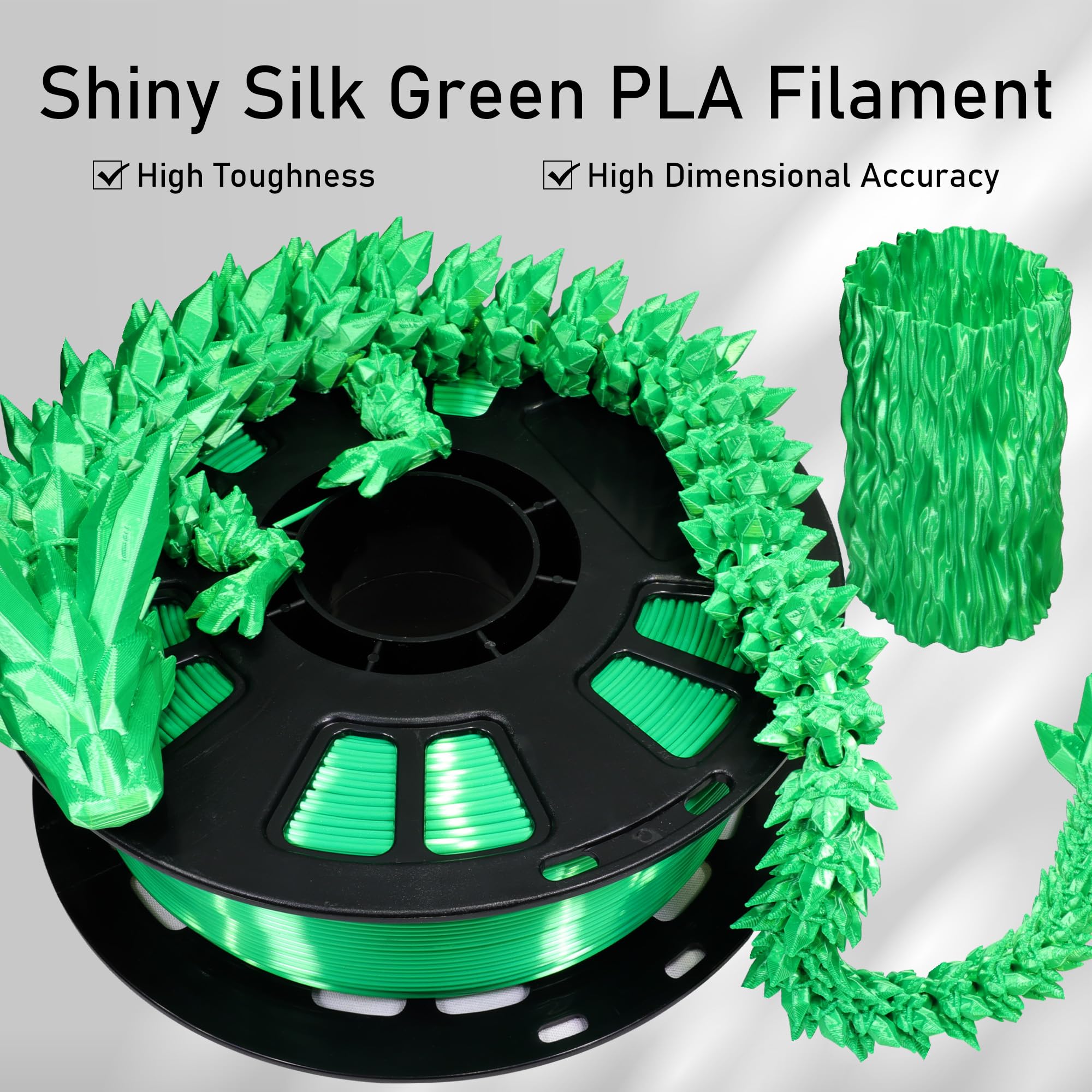 Do3D Silk Green Pla Satin Shiny 3D Printer Filament, 1.75Mm Diameter 1Kg Spool 2.2Lbs For Fdm 3D Printers