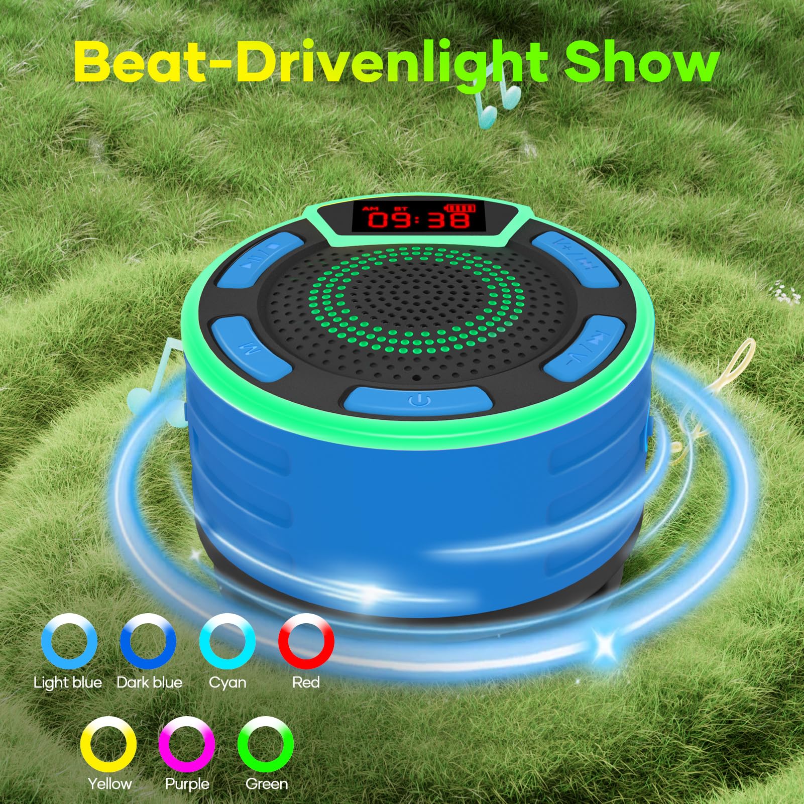 Basspal Magnetic Golf Cart Speaker, Ipx7 Waterproof Bluetooth Speaker With Led Display, Shockproof, Loud Stereo Sound, Golf Cart