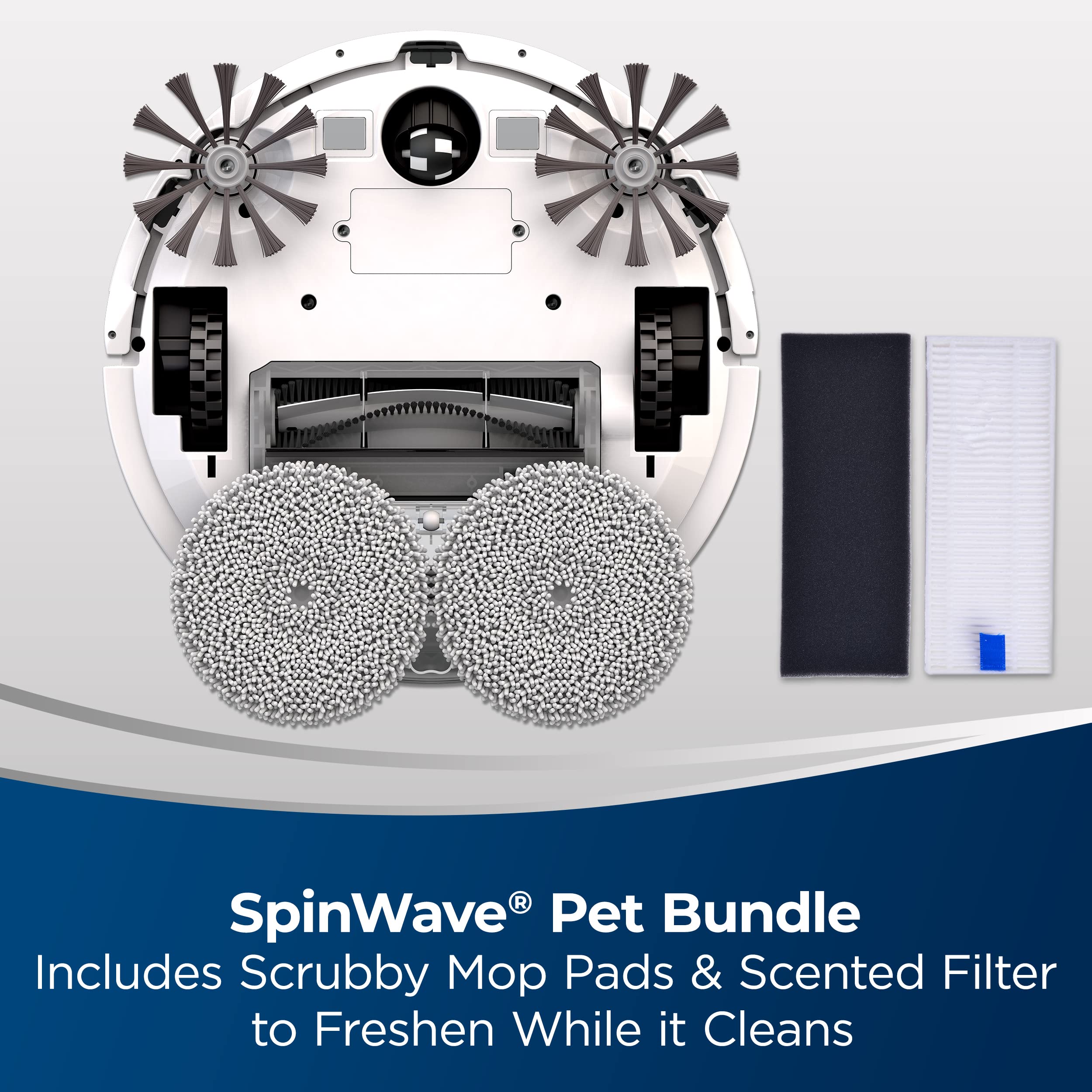 Bissell Spinwave Pet Robot, 2 In 1 Wet Mop And Dry Robot Vacuum, Wifi Connected With Structured Navigation, 3347