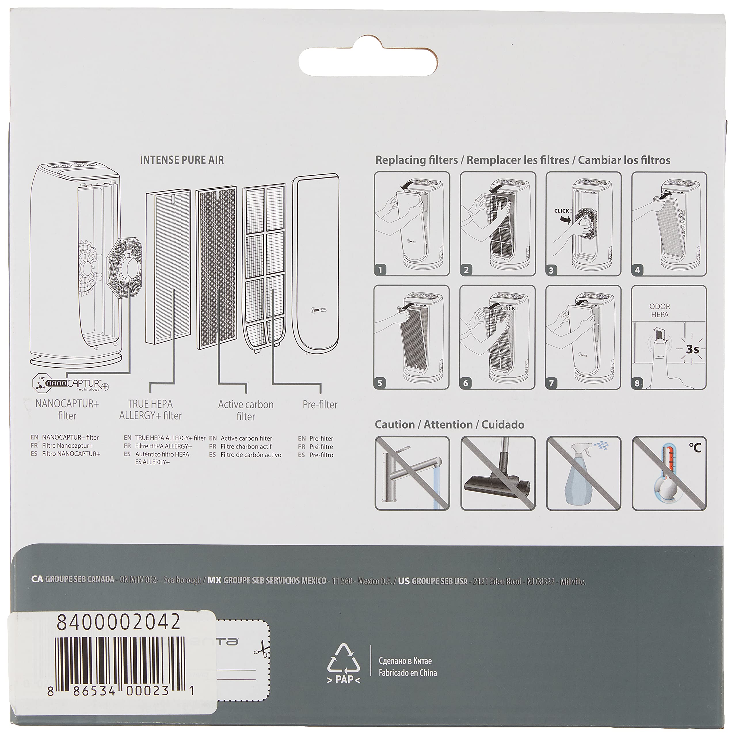 Rowenta NanoCaptur Filter for PU6020/PU6010 Air Purifiers, Black, 1 Count, Wood Material