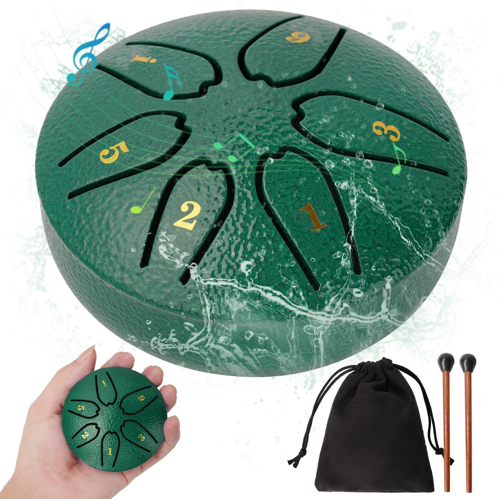 Steel Tongue Drum: 3 Inch 6 Notes Rain Drum for Outdoor Use, Hang Drum Instrument, Handpan Drum for Kids, Sound Healing Meditati