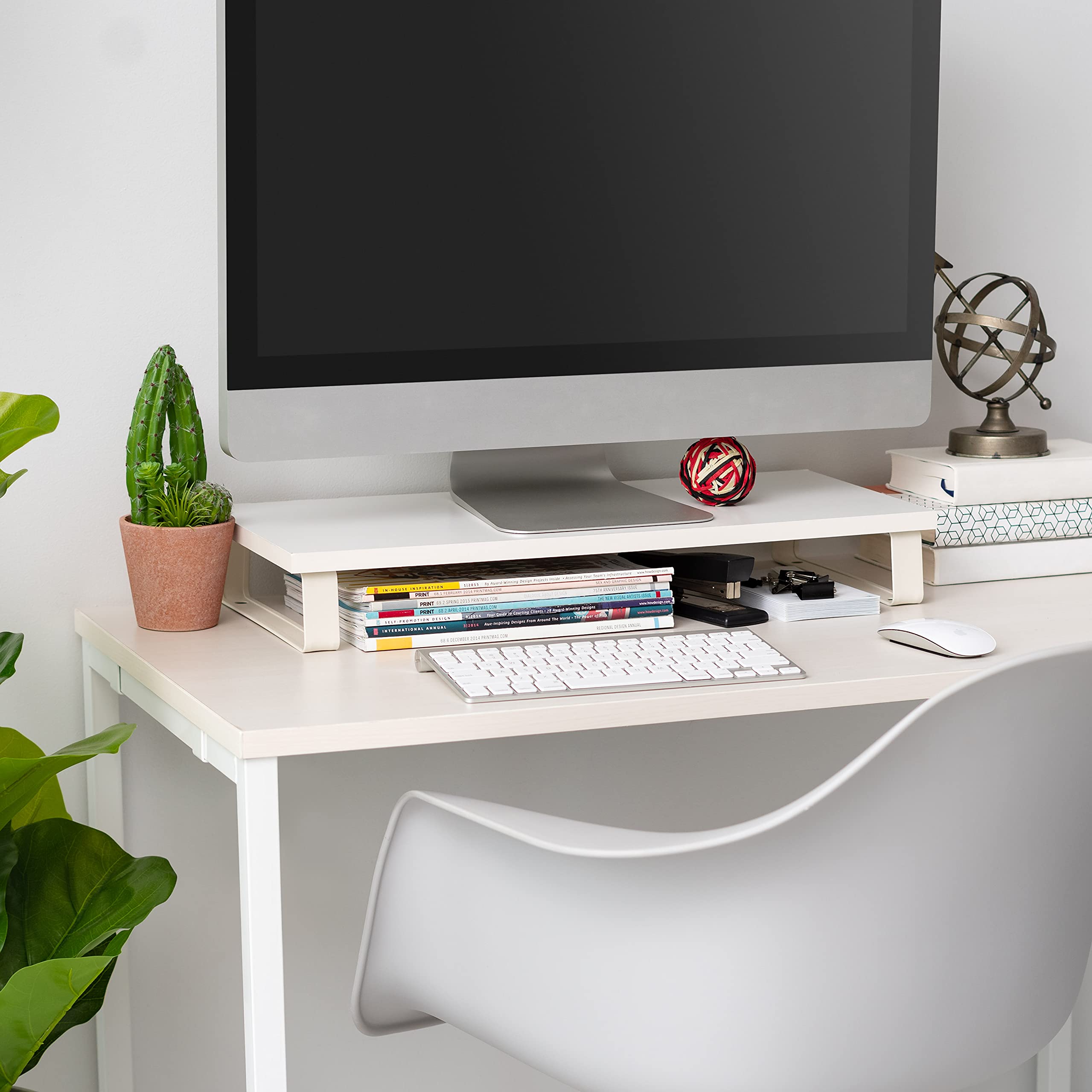 Iris Usa Cms 1 Ergonomic Desktop Riser, 1 Tier, White