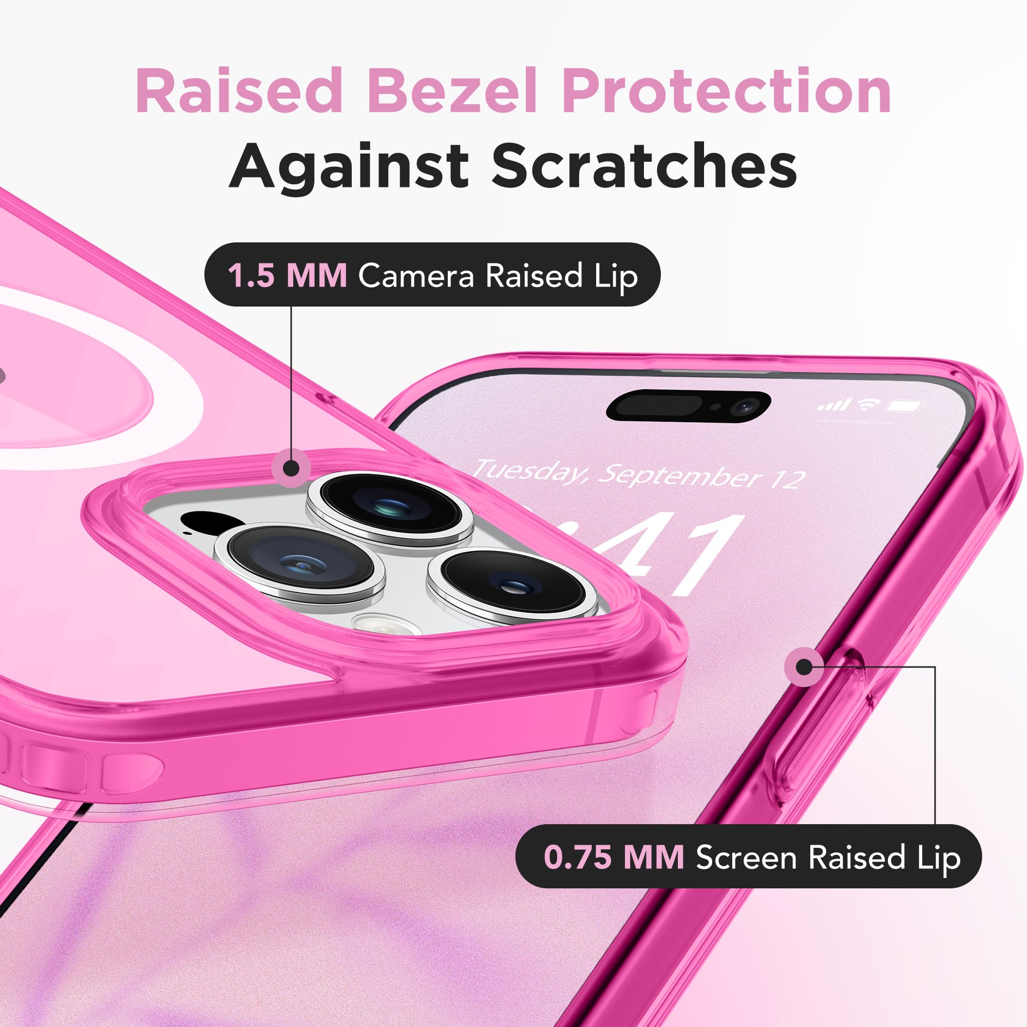 Gonez Magnetic For Iphone 13 Pro Max Case,Compatible With Magsafe,[2 Screen Protector & 2 Camera Cover][Anti Fingerprint][Non Ye