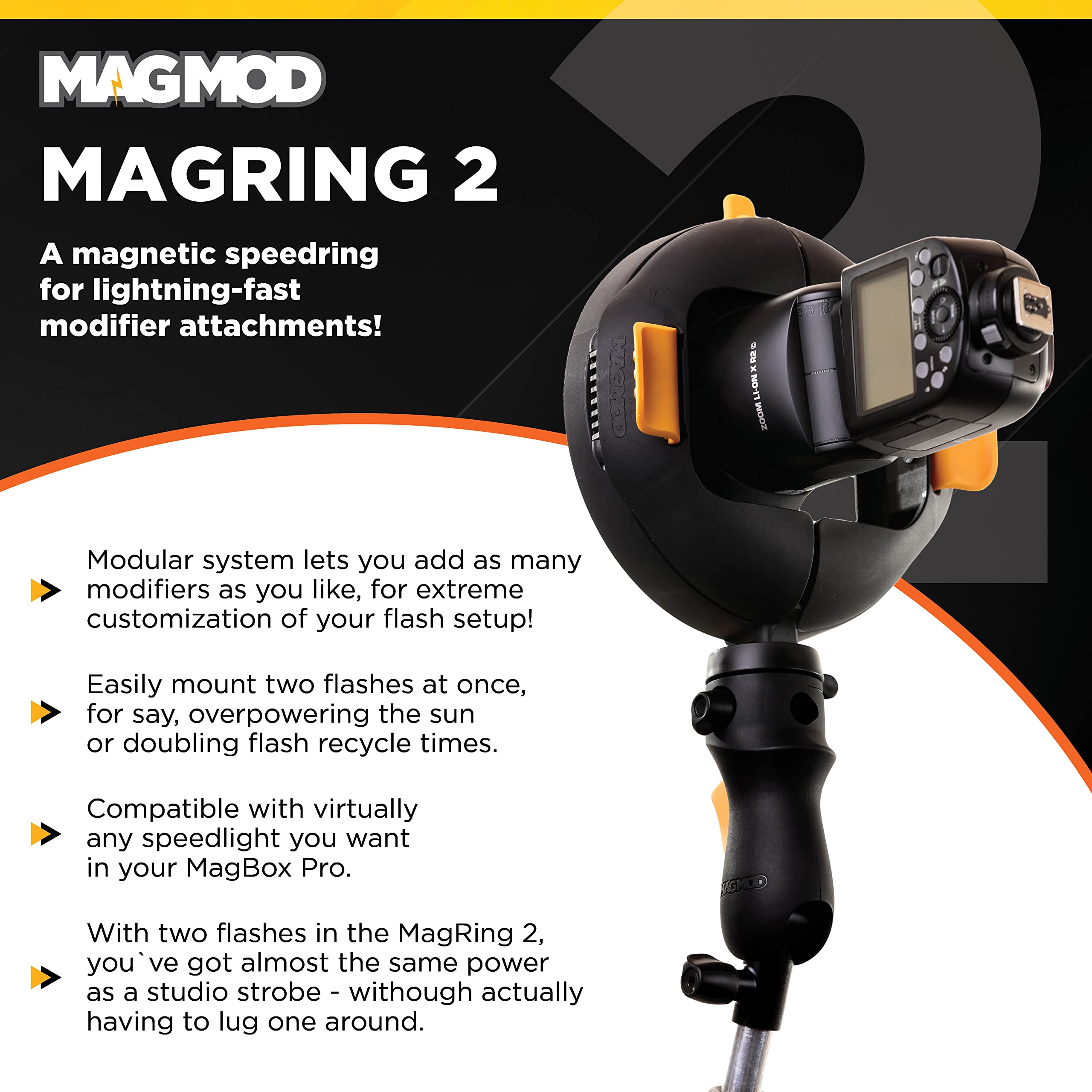 Magring 2 Softbox Mount By Magmod | Photography Lighting Magbox Accessory | Modular Speedlite Base | New And Improved Magnetic S