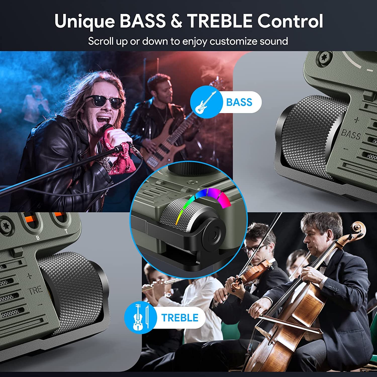 Lencent Fm Bluetooth 5.3 Transmitter For Car, Adjustable Treble And Bass Sound Music Player, Bluetooth Car Adapter For Hands Fre