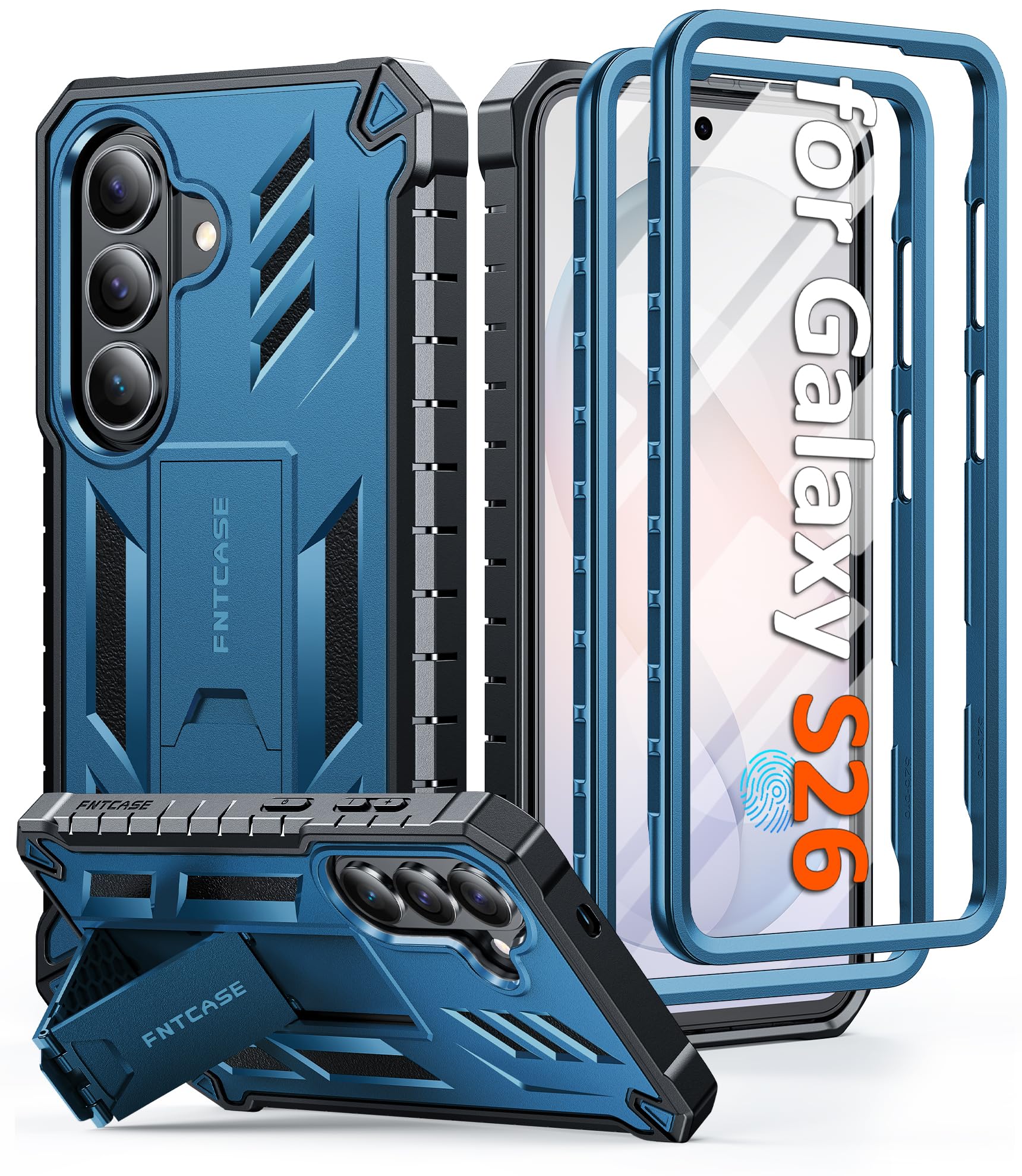 FNTCASE for Samsung Galaxy S26 Case: with [Built-in Screen Protector & Kickstand] [2 Front Frames] [Military-Grade Drop Protecti