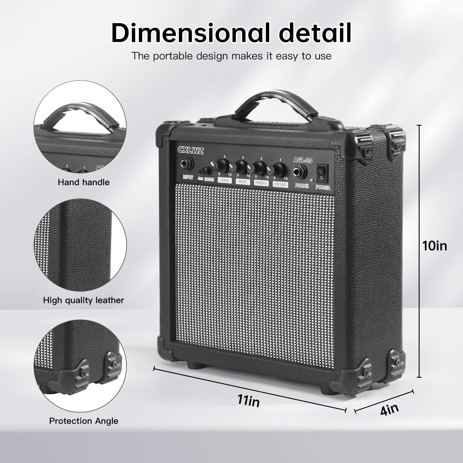 Cxlwz Electric Guitar Amp 20 Watt Amplifier Portable Amp With Headphone Input Gain Powe Including Professional Noise Reduction C