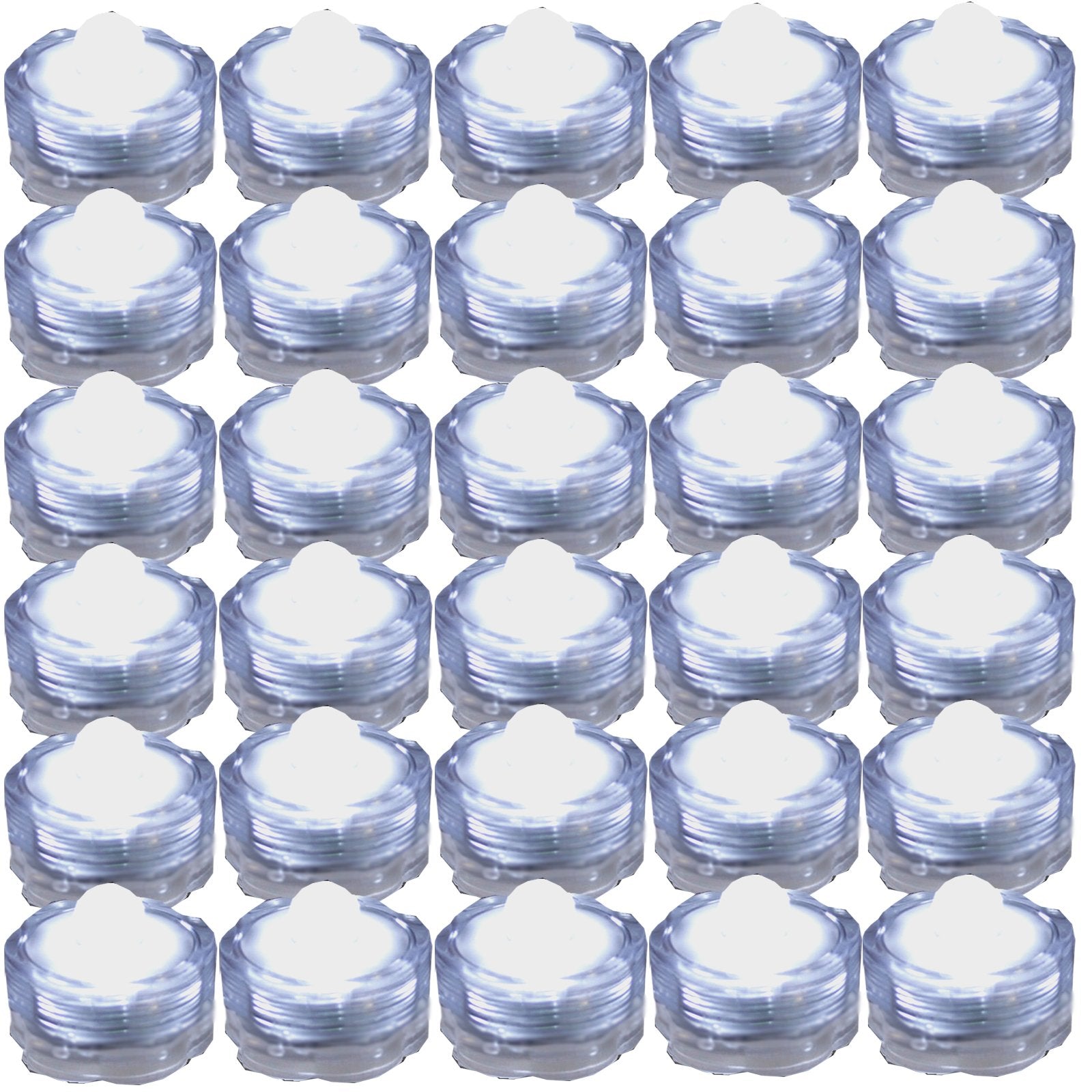 Jytrend Bright Led Floral Tea Light Vase Submersible Lights For Party Wedding (White, 30 Pack)