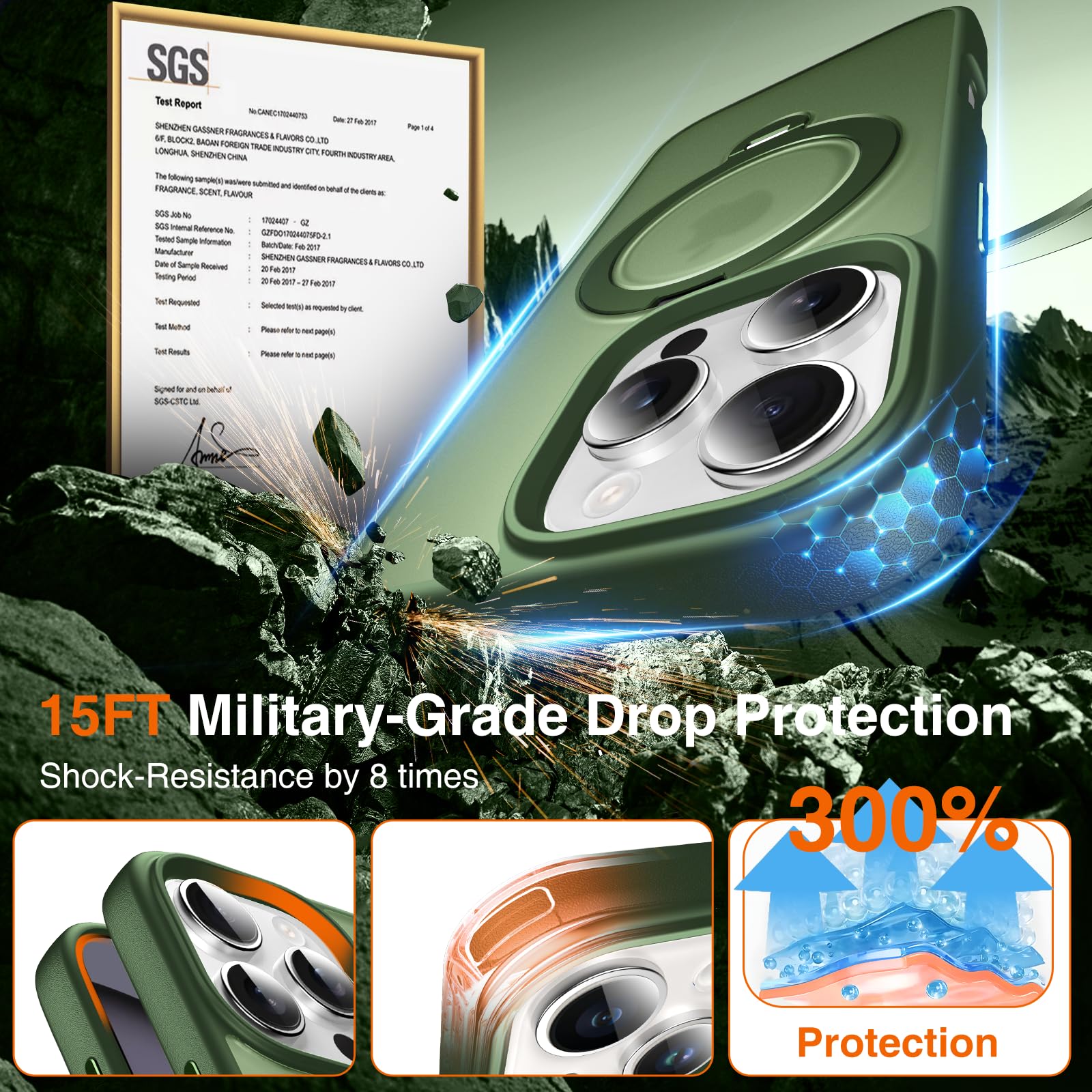 Chicfun 360 O-Ring Magstander For Iphone 15 Pro Max Case With Magnetic Kickstand Ring Holder [Compatible With Magsafe][360Rotate