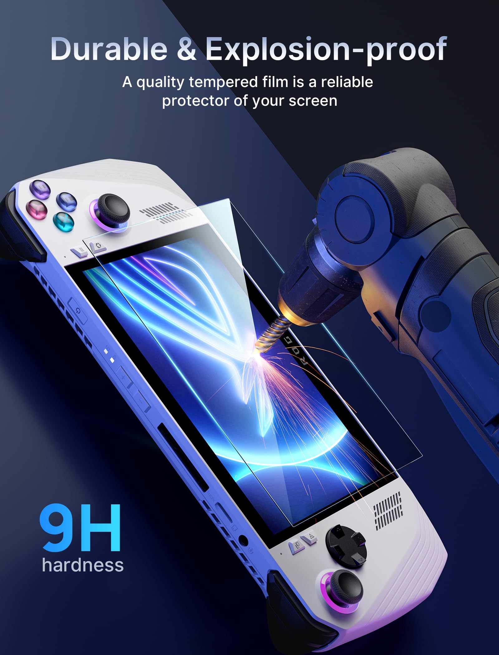 Jsaux Rog Ally Screen Protector 2 Pack, Ultra Hd Glass Protector 9H Hardness Tempered Glass With Guiding Frame(Guiding Frame N/A