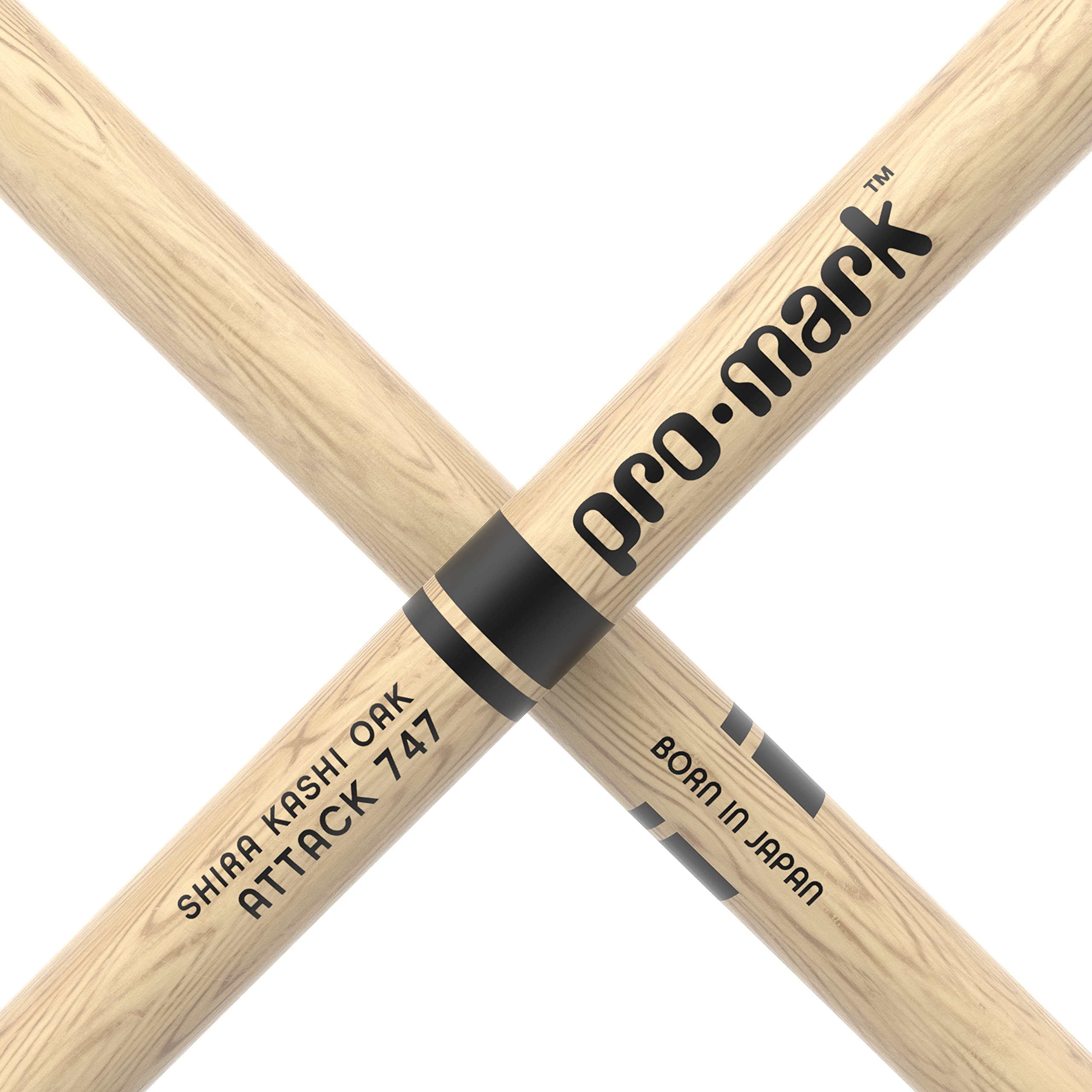 Promark Drum Sticks   Classic Attack 747 Shira Kashi Oak Drumsticks, Oval Nylon Tip, One Pair