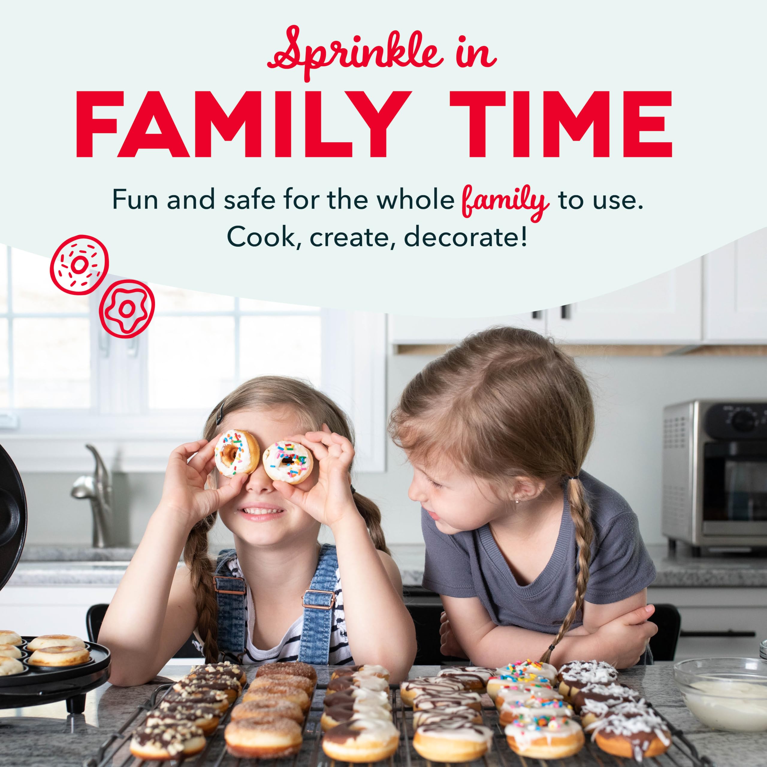 Dash Mini Donut Maker Machine For Kid Friendly Breakfast, Snacks, Desserts & More With Non Stick Surface, Makes 7 Doughnuts   Aq
