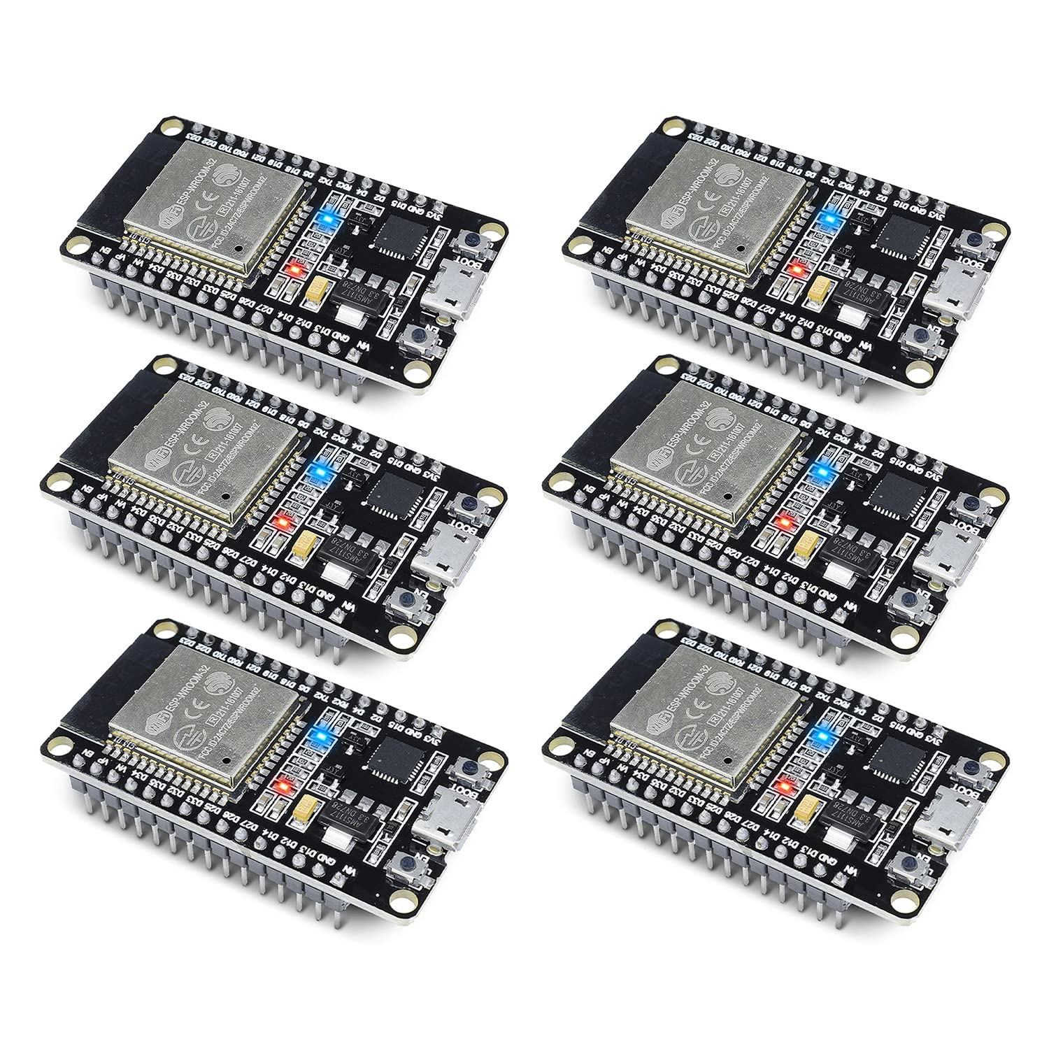 6 Pack Esp Wroom 32 Development Board, Aideepen Esp32S Esp32 Development Board 2.4Ghz Dual Core Compatible With Arduin0, Nodemcu