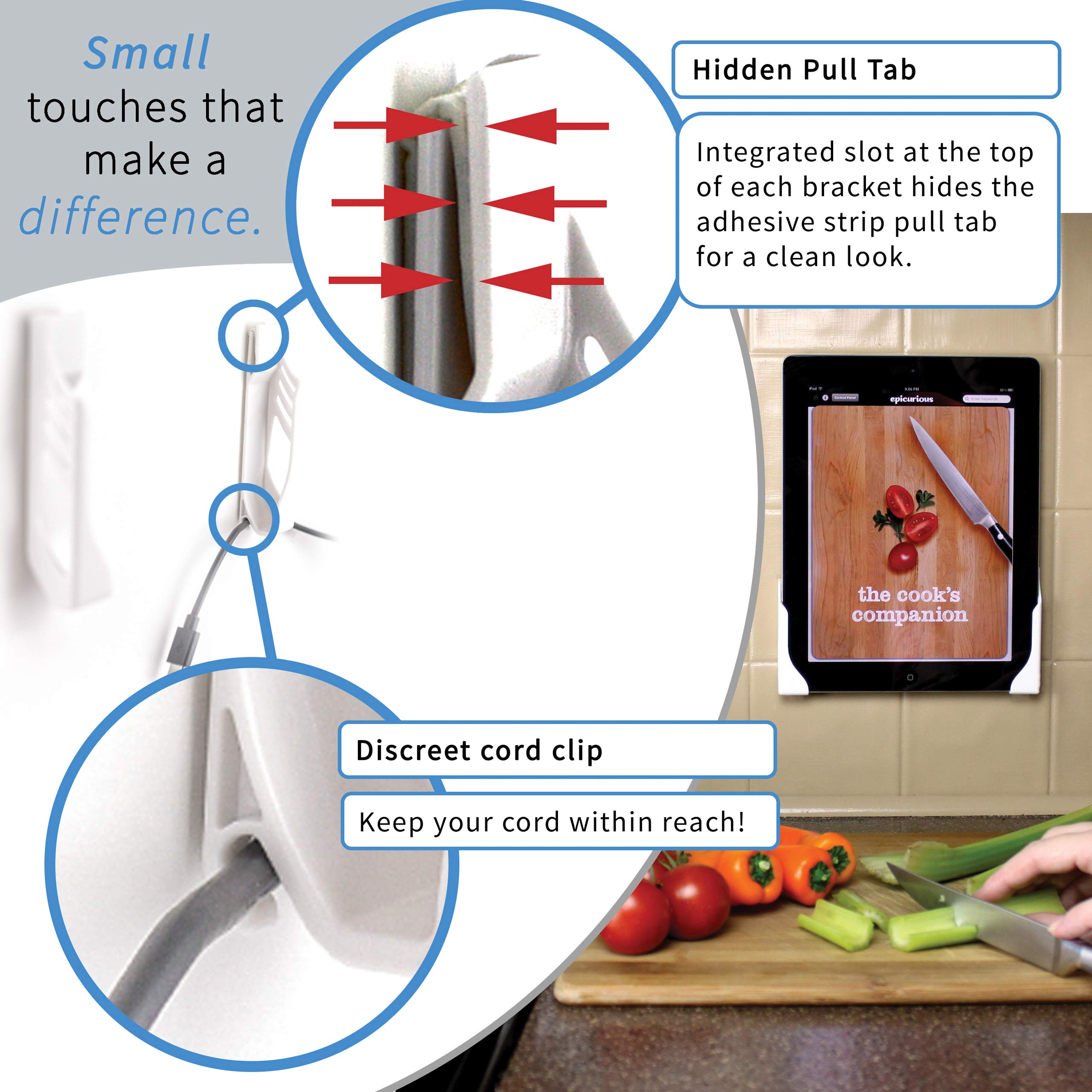Dockem White Koala Tablet Wall Mount Universal Damage Free Adhesive Wall Dock For Ipad, Android And Windows Tablets, And Smartphones
