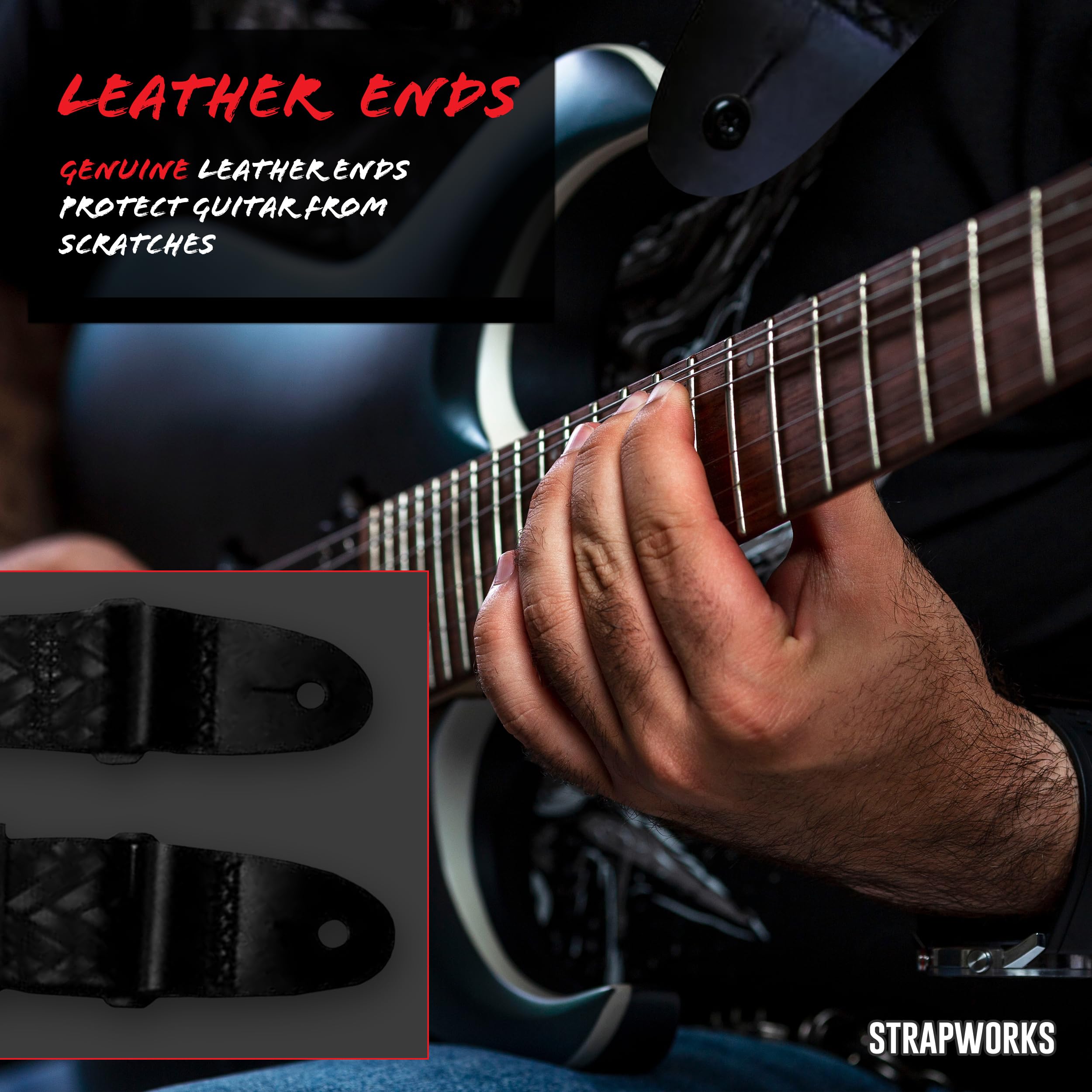 Killer-Q Guitar Strap - Stylish Straps For Electric And Acoustic Guitars With Leather Tabs, 2 Inches X 5 Feet, Braided Leather