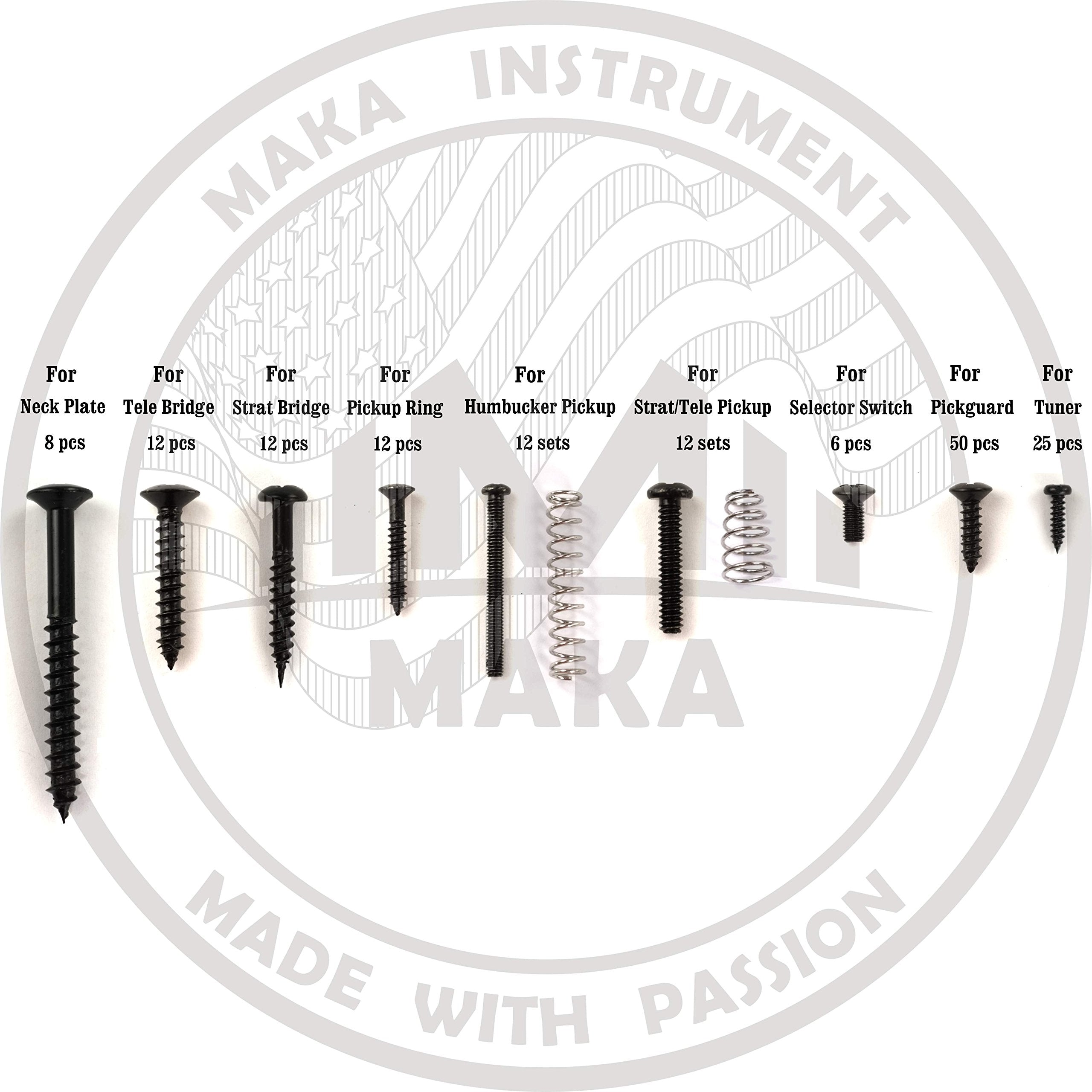 Maka Guitar Screw Kit Assortment Box Kit For Electric Guitar Bridge, Pickup, Pickguard, Tuner, Switch, Neck Plate, With Springs,