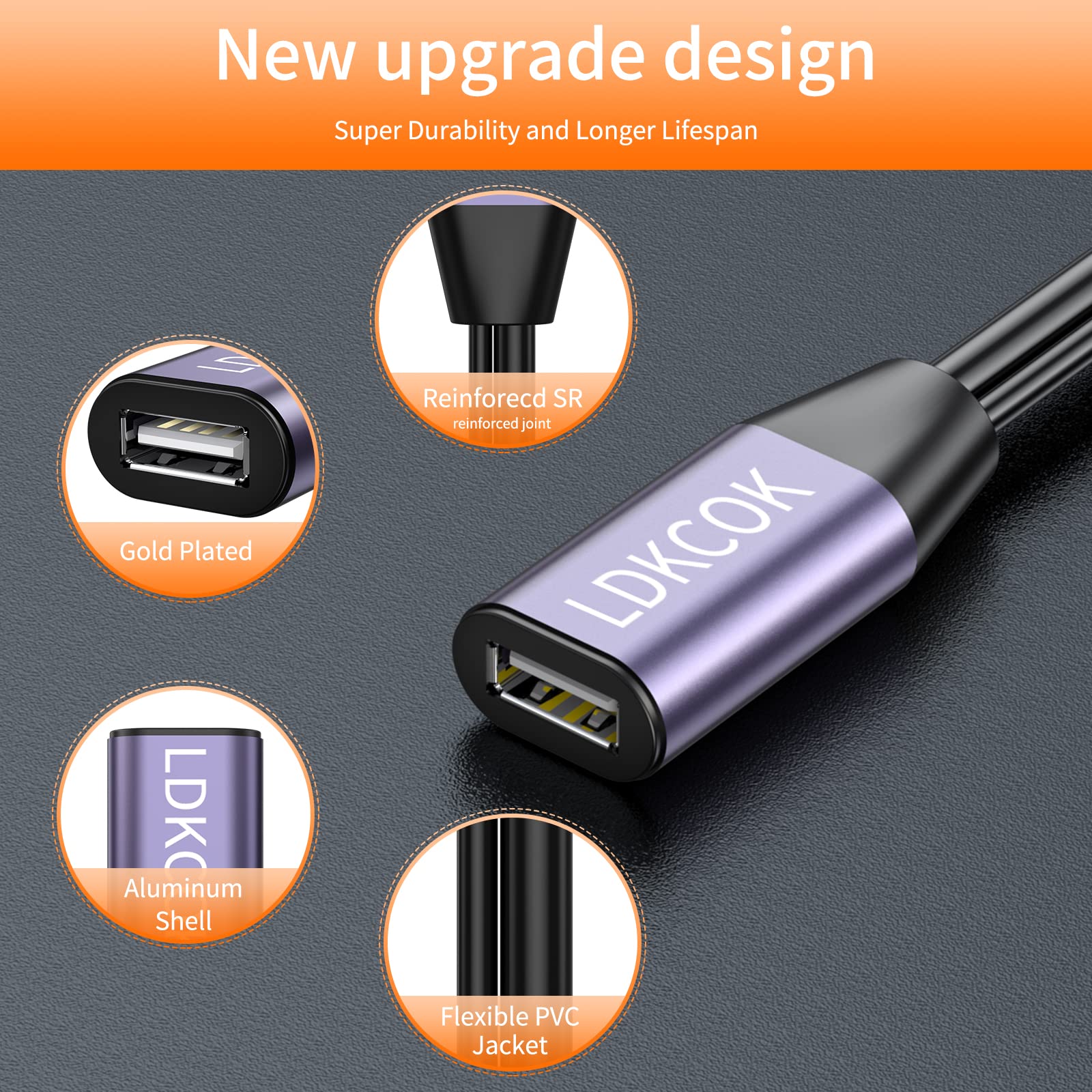 Ldkcok Usb 2.0 Type A Male To A Female Active Repeater Extension Cable 50Ft, High Speed 480 Mbps
