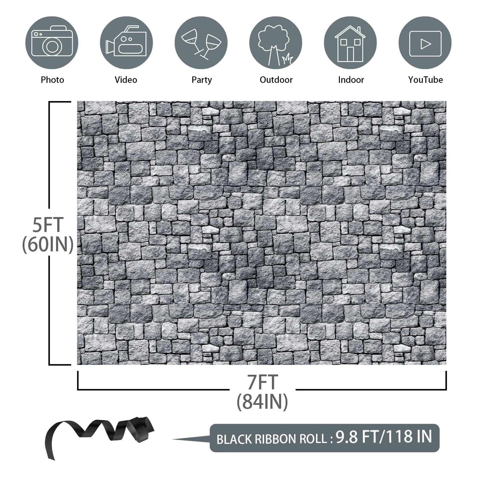 Brick Stone Wall Backdrop,7X5Ft | Stone Wall Backdrop Brick Wall Backdrop Medieval Castle Backdrop Castle Wall Backdrop Stone Wa