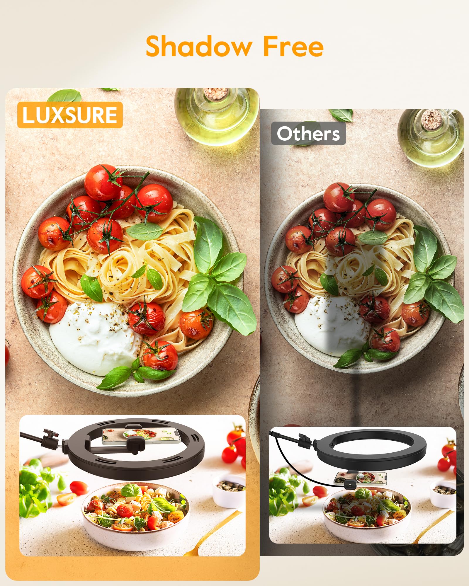 Ring Light With Stand For Desk,Adjustable Overhead Camera Mount With 10'' Ring Light Tripod For Iphone,Phone Tripod With Light A