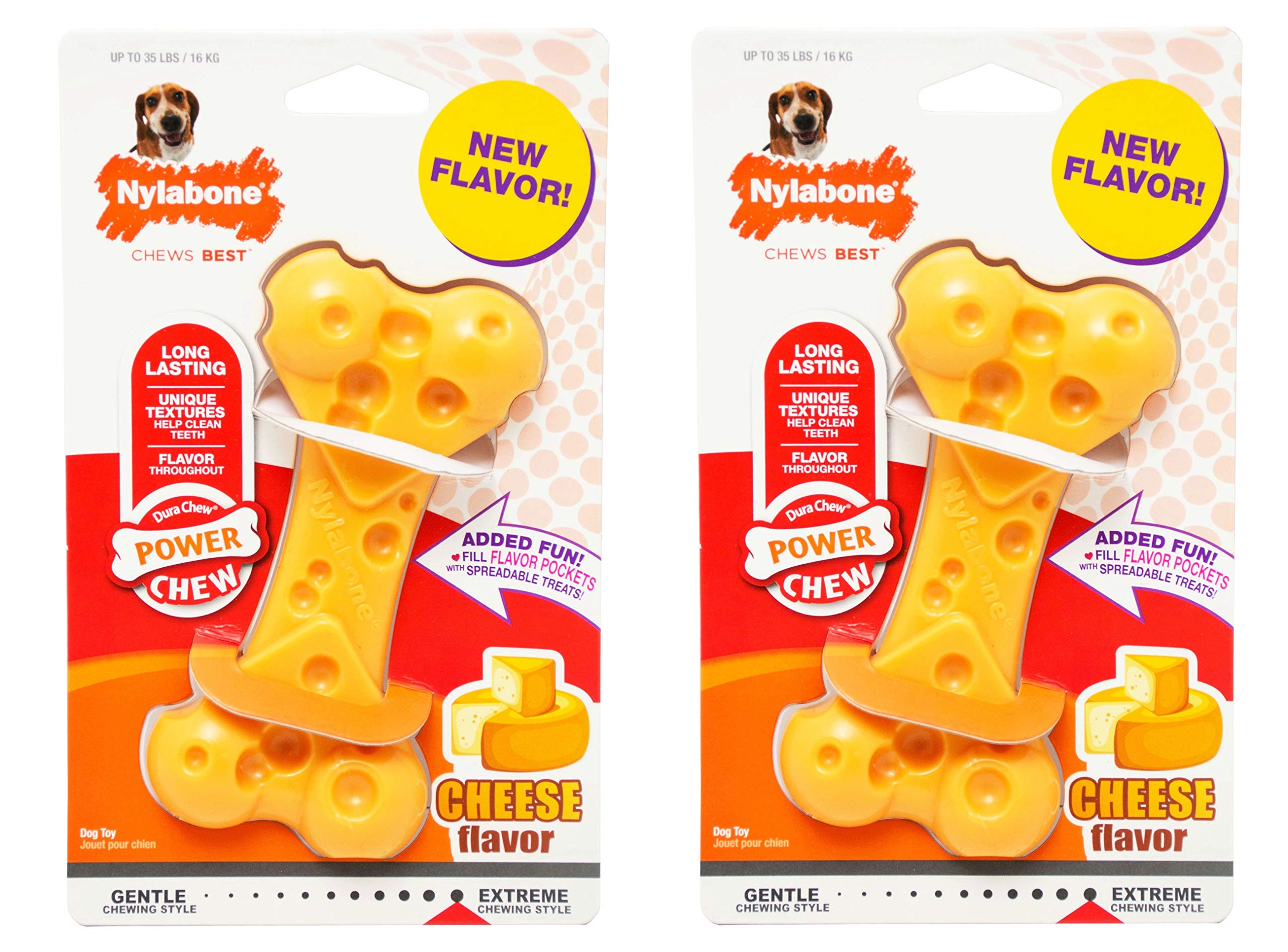 Nylabone 2 Pack Of Durachew Cheese Bones, Medium For Dogs Up To 35 Pound