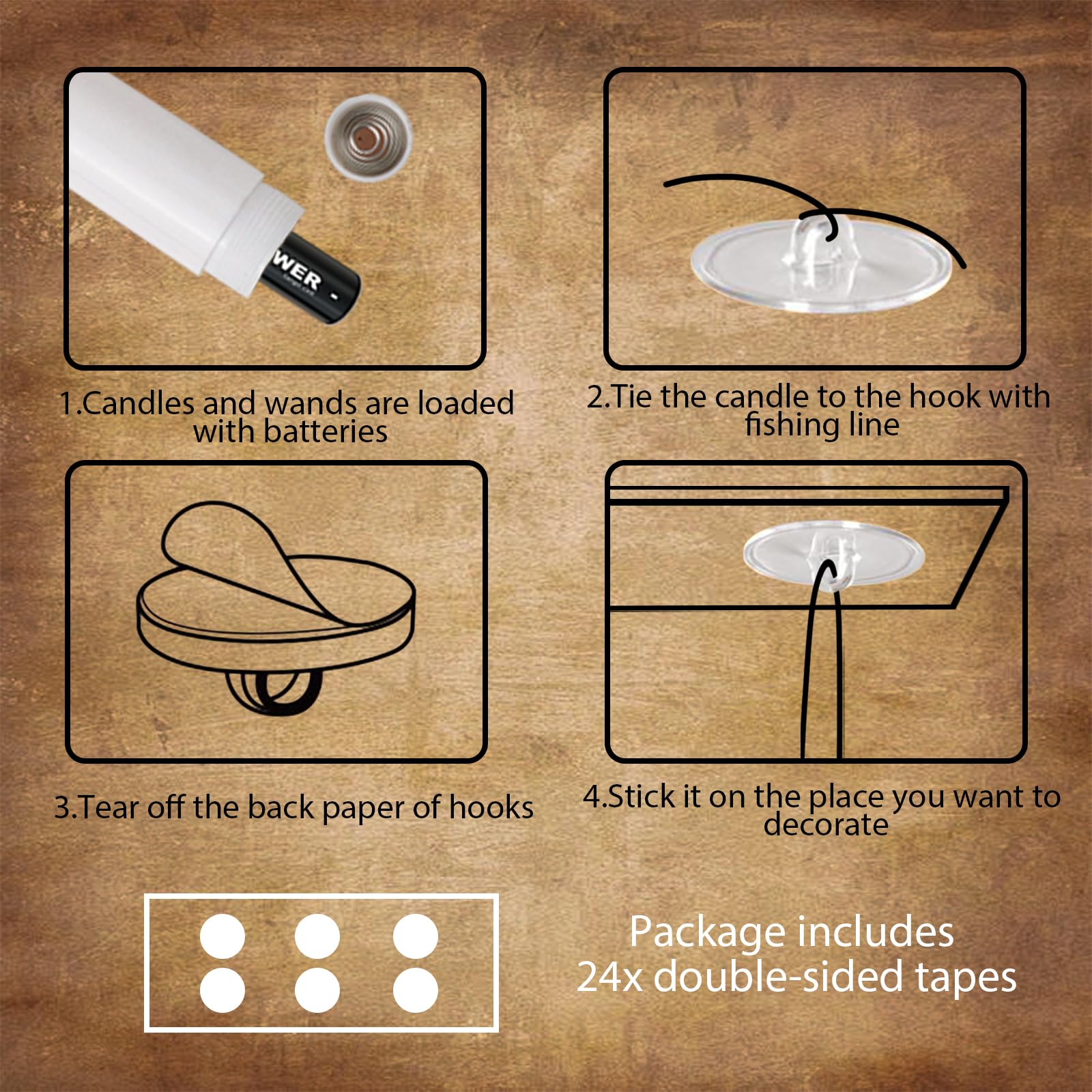 Wondise 22Pcs Floating Flameless Candles With Wand Remote Timer, Hanging Battery Operated Magic Taperture Candles Flickering Win