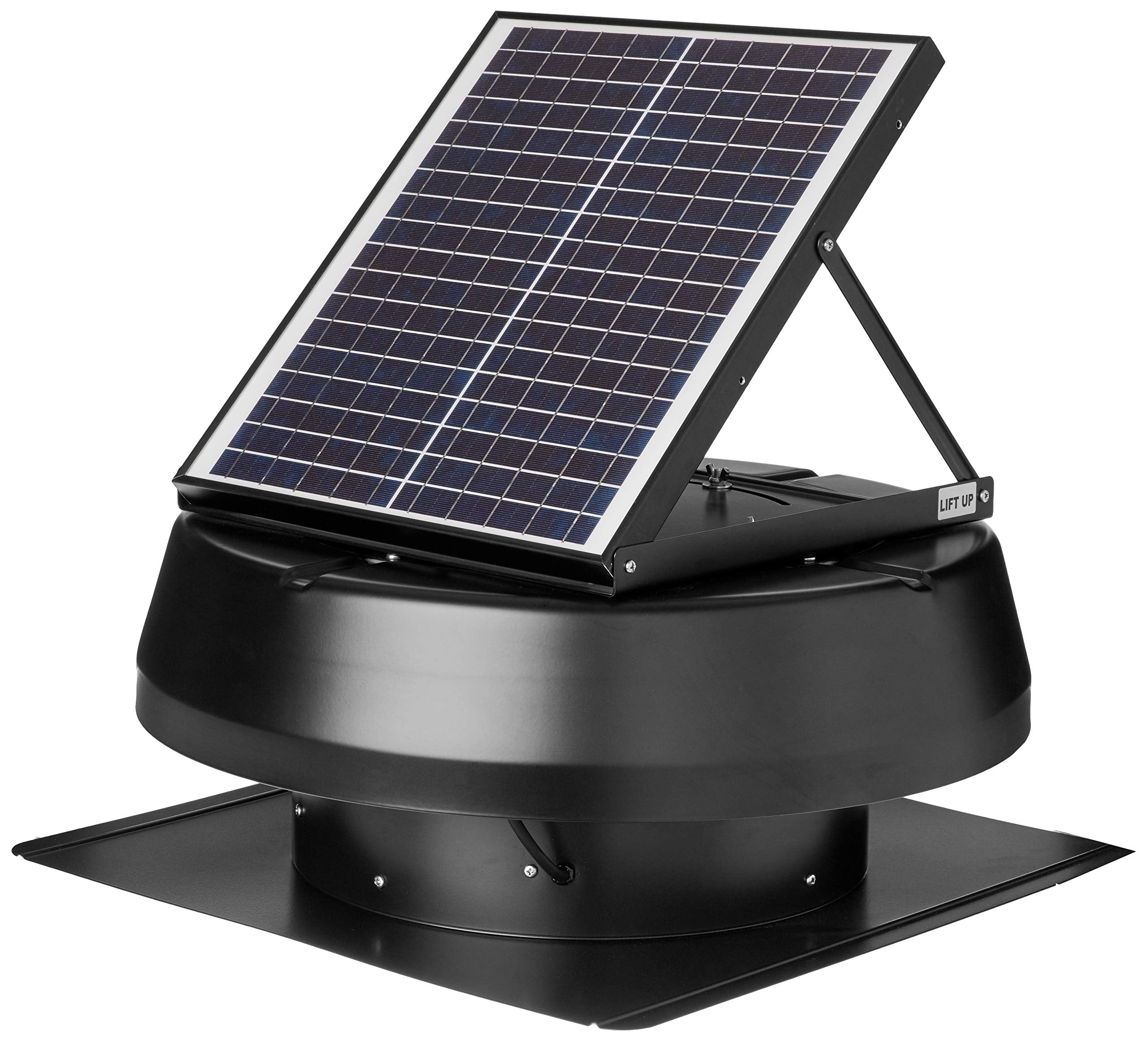 Iliving Hybrid Ready Smart Thermostat Solar Roof Attic Exhaust Fan, 14'', 40 Watt, 1150 Cfm, 2000 Coverage Area, Black