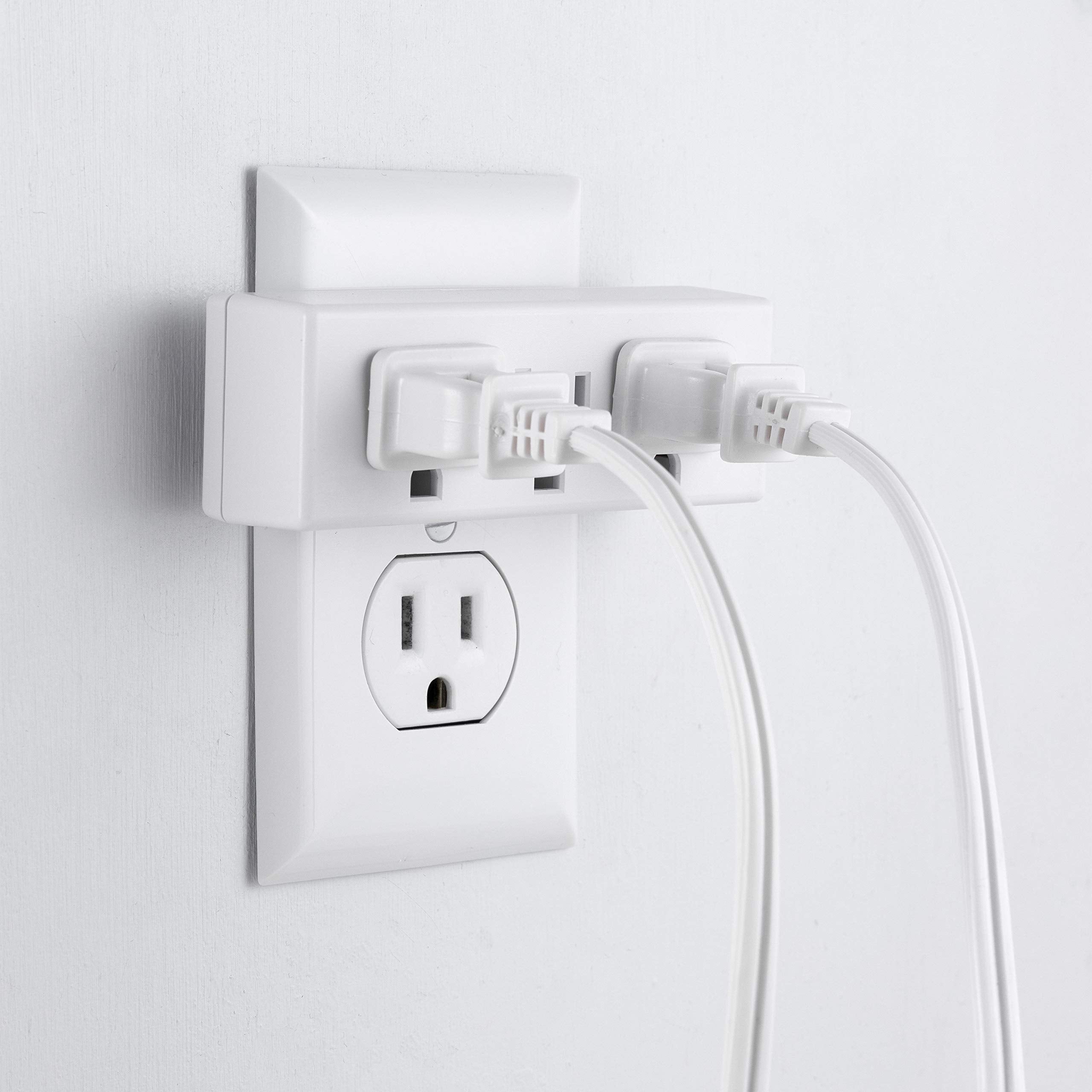 Philips 3 Outlet Extender, 2 Pack, Grounded Wall Tap, 3 Prong Adapter, Multiple Plug, Power Splitter, Cruise Essentials, Use For