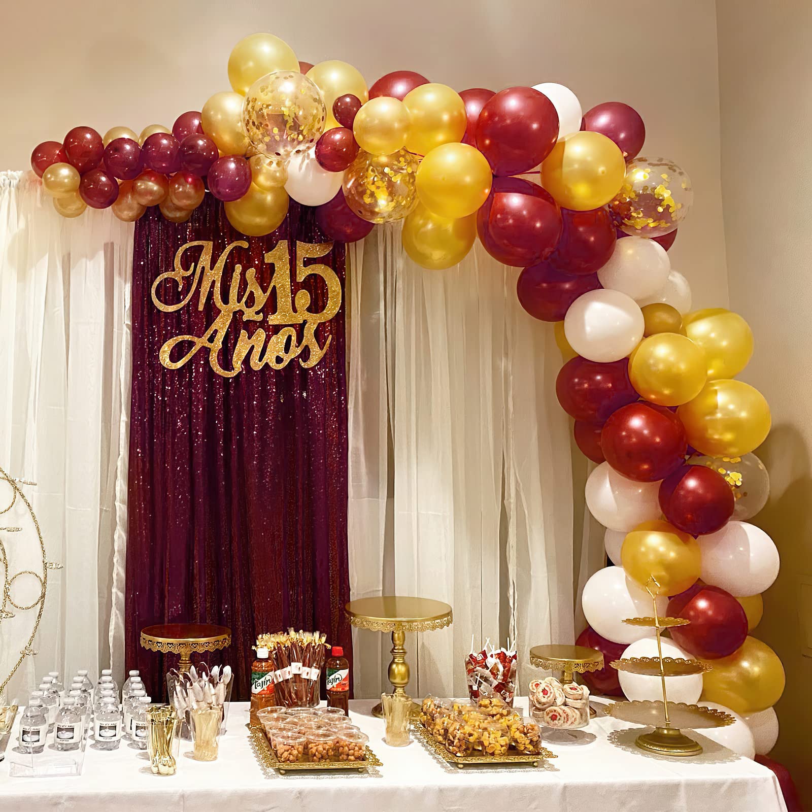 Burgundy Sequin Backdrop 4 Pcs 2Ftx8Ft Glitter Backdrop Curtains Birthday Party Decoration Photography Backgrounds Fabric Backdr