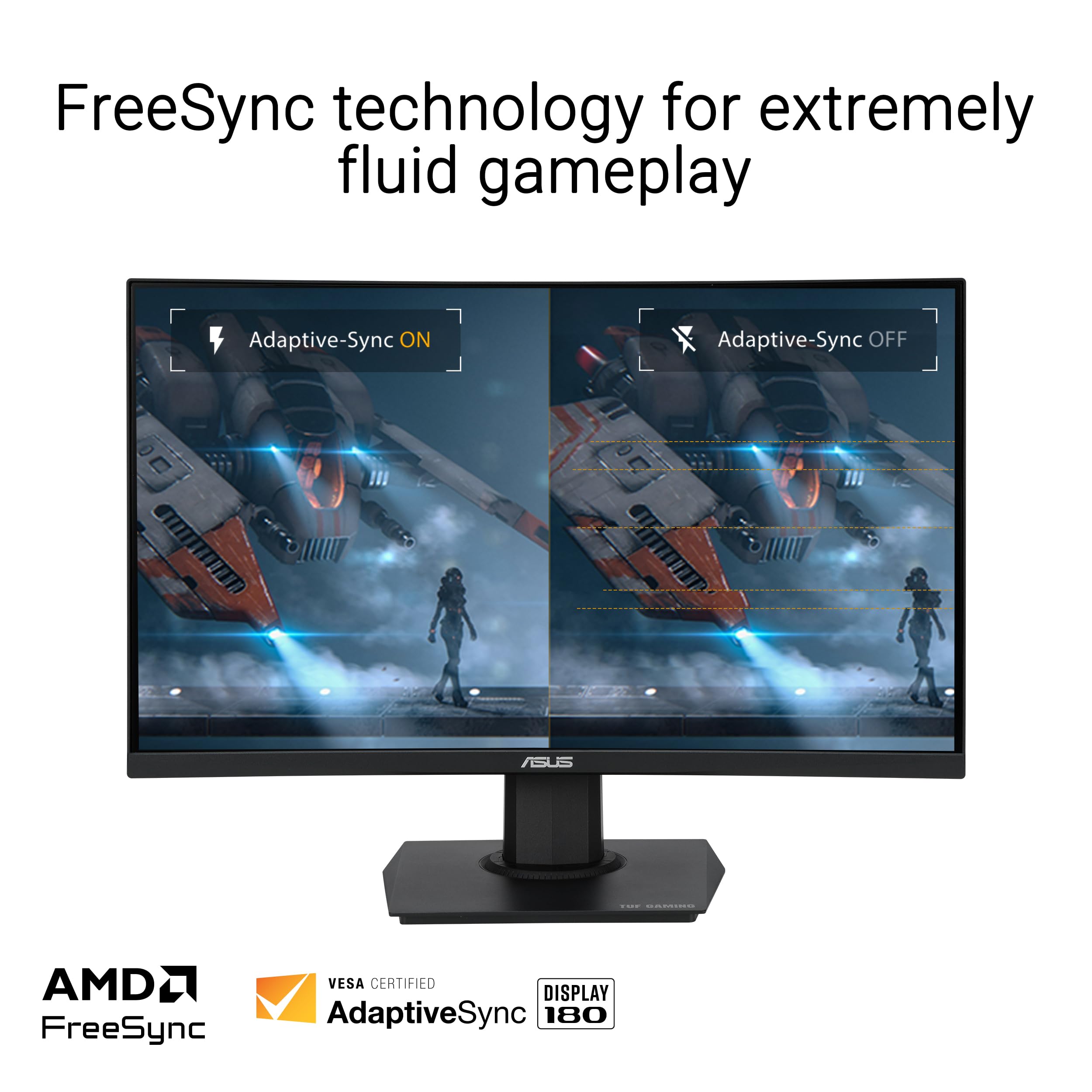 Asus Tuf Gaming 24    (23.6 Inch Viewable) Curved Monitor (Vg24Vqer)   Fhd, 180Hz, 1Ms, Dci P3 90%, Extreme Low Motion Blur Sync