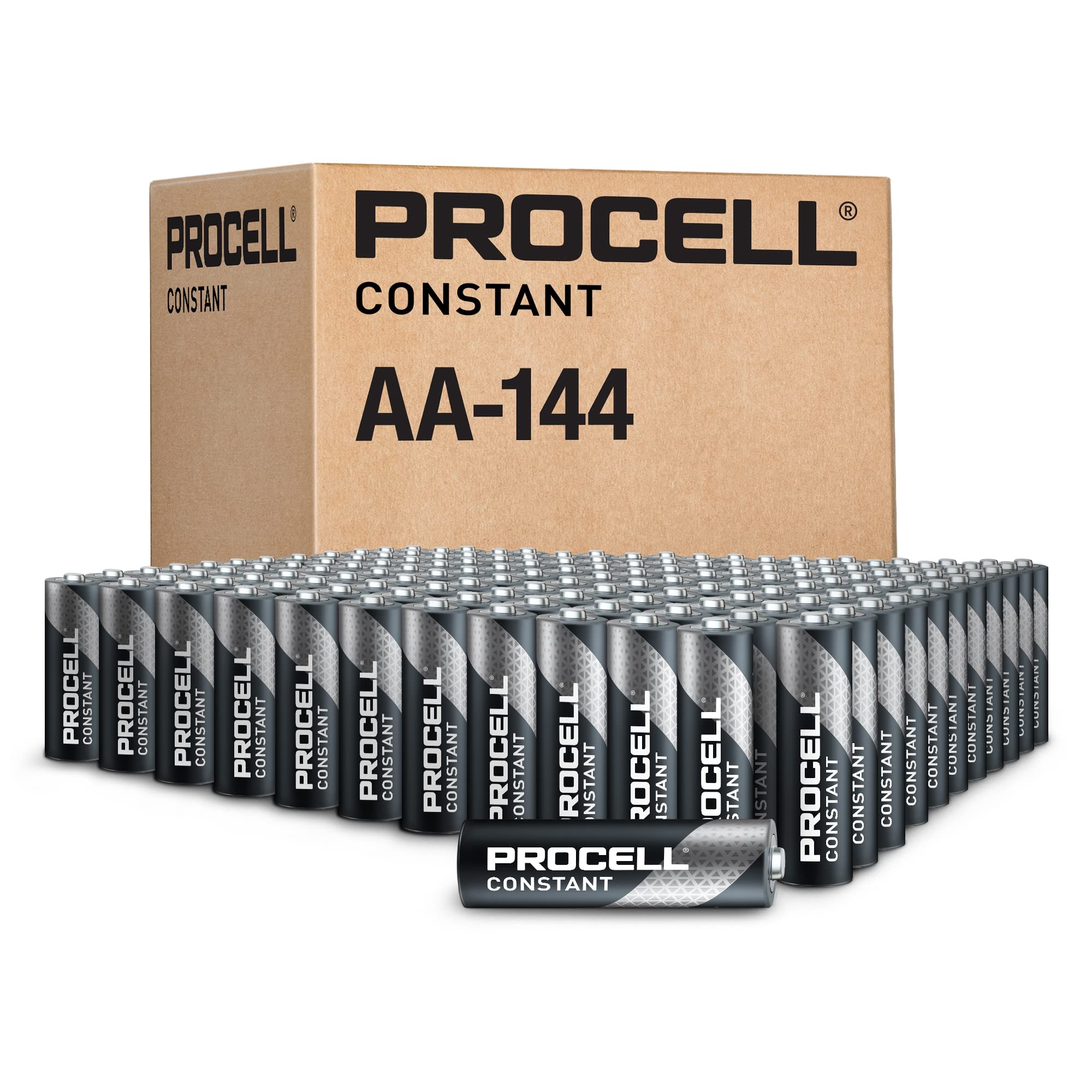 Procell Constant Aa Long Lasting Alkaline Batteries (144 Pack) 10 Year Shelf Life, Bulk Value Pack For Consistent Moderate Drain