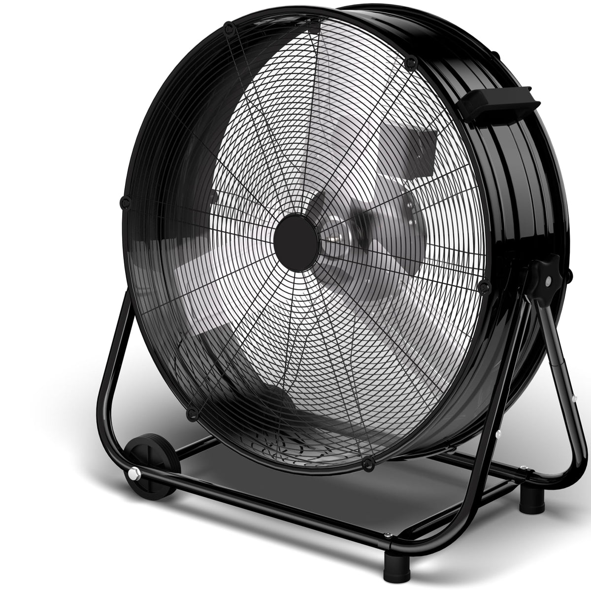 Uthfy 8800Cfm Heavy Duty Industrial Drum Fan, 24 Inch High Velocity Floor Fan With 360 Tilt,2 Casters,Handle,3 Speeds 320W Garag