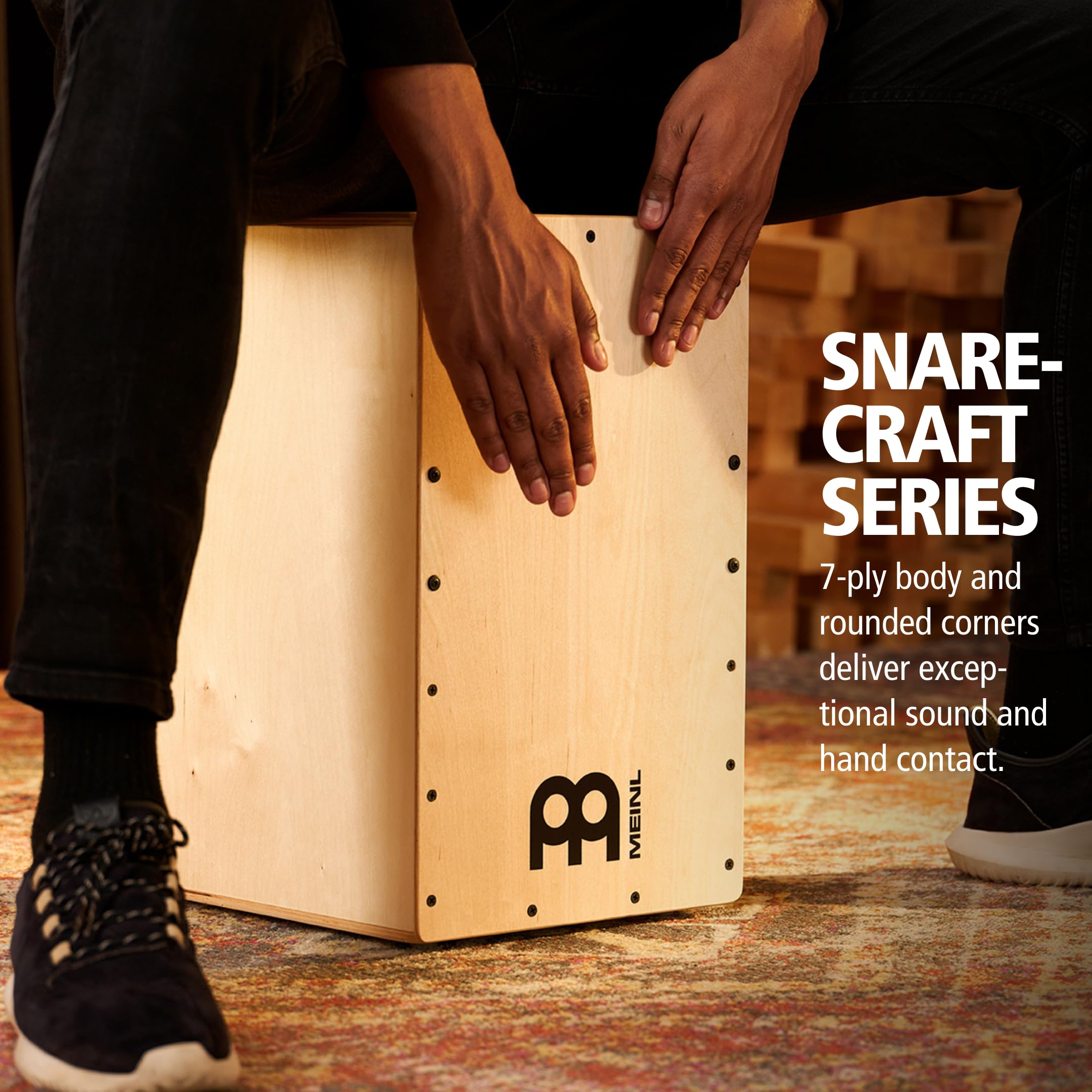 Meinl Cajon Box Drum With Internal Snares   Made In Europe   Baltic Birch Wood, Snarecraft Series, 2 Year Warranty (Sc100B)