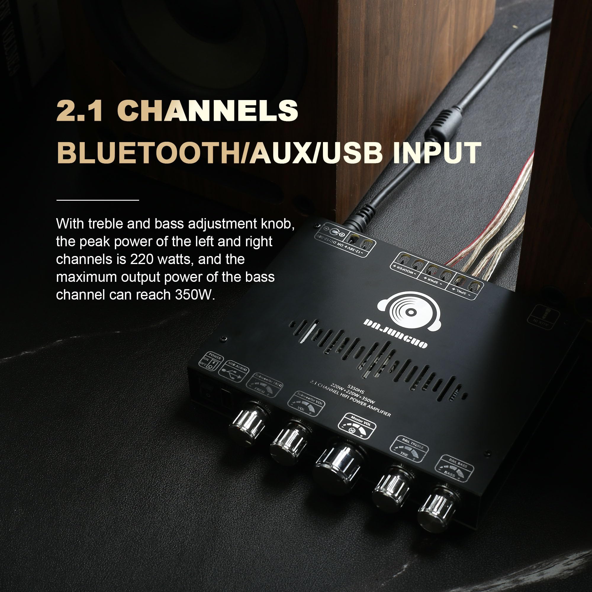 S350Hs Tpa3251 Bluetooth Power Amplifier Board With Subwoofer 2.1 Channel 220W  2+350W, 12V 38V Audio Power Amplifier Module Wit