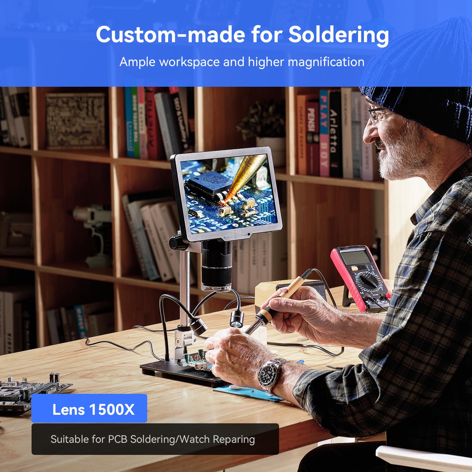 Tomlov Tril110 10.1'' 3 Lens 2K Hdmi Digital Microscope 2500X, Coin Microscope Magnifier For Entire Coins With Ips Screen, Lcd S