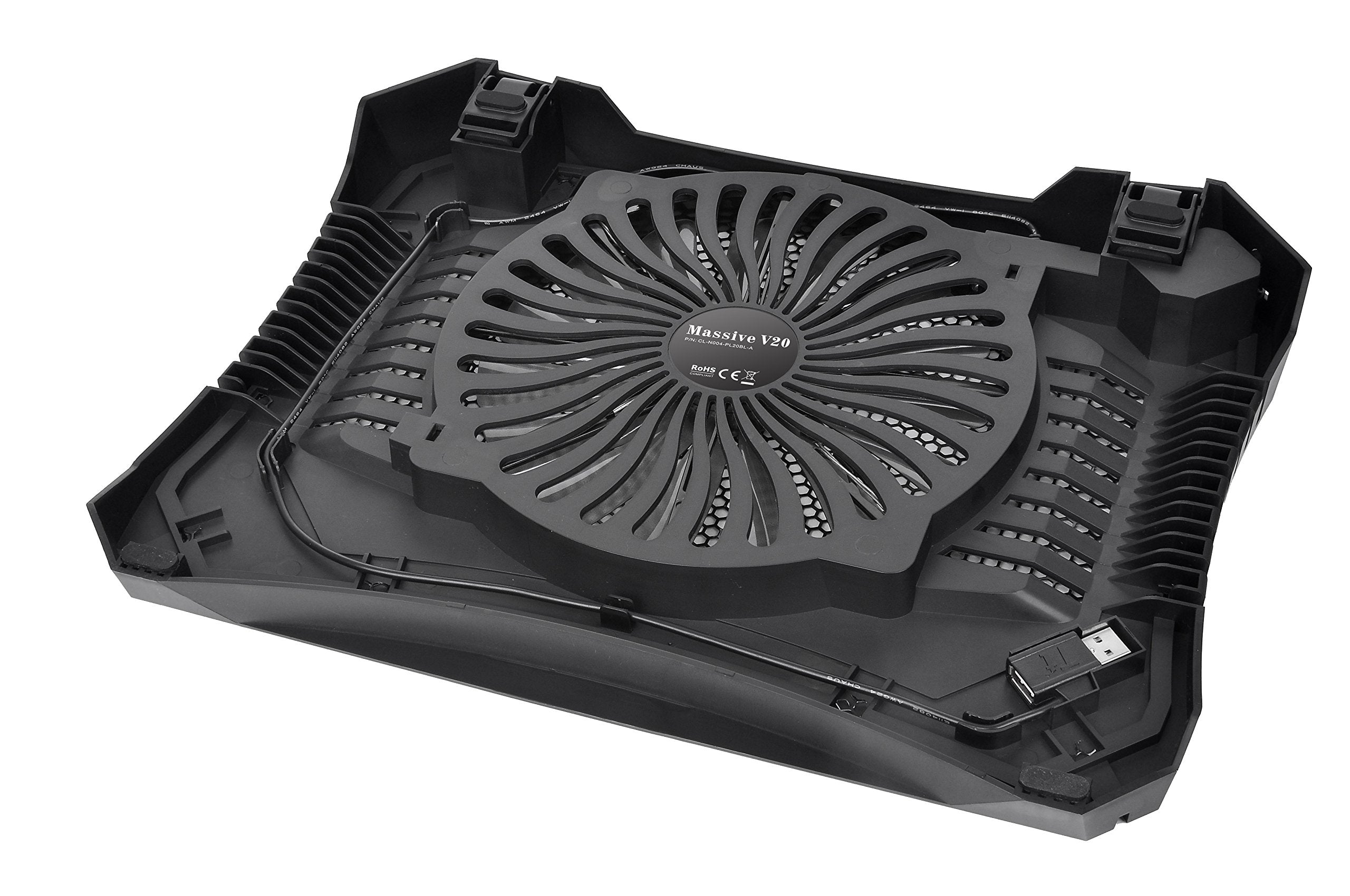 Thermaltake Massive V20 Steel Mesh Panel Single 200Mm Blue Led Fan Adjustable Speed Control 10'' 17'' Laptop Notebook Cooling Pa