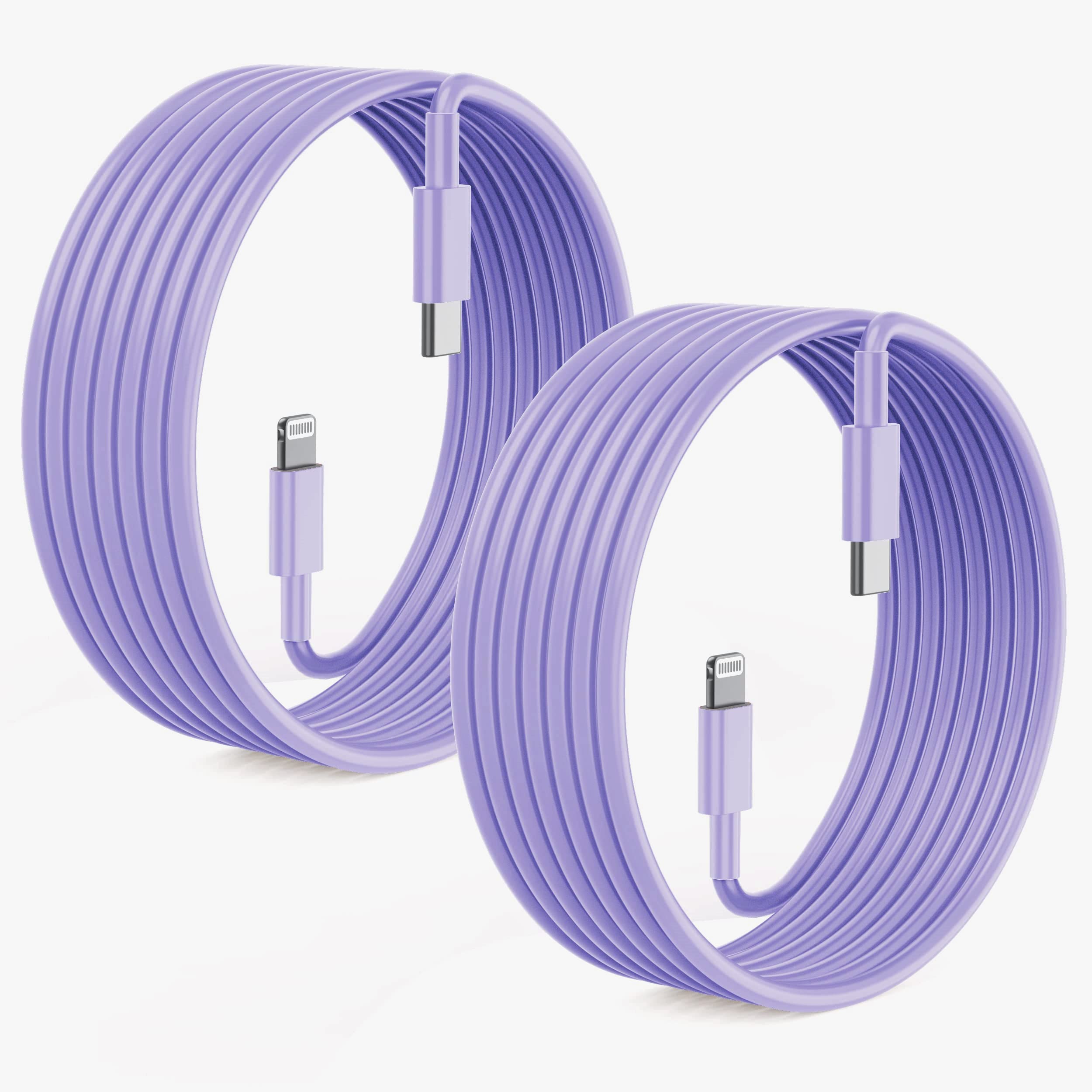 2Pack Purple Fast Charger Cable 10Ft [Apple Mfi Certified], Usb Type C To Lightning Cable 10 Foot For Apple Iphone 14/13/12 Pro Xr Xs Max X 8 Plus
