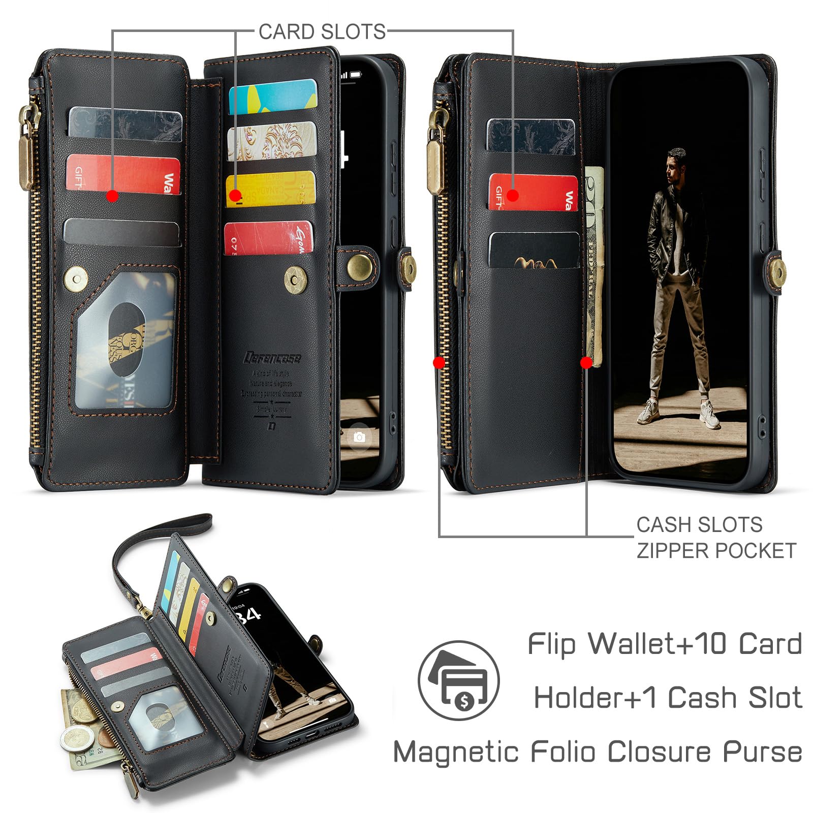 Defencase For Samsung Galaxy S23 Plus/ S23+ Case, ?Rfid Blocking? For Samsung S23 Plus Wallet Case Women Men, Pu Leather Magneti