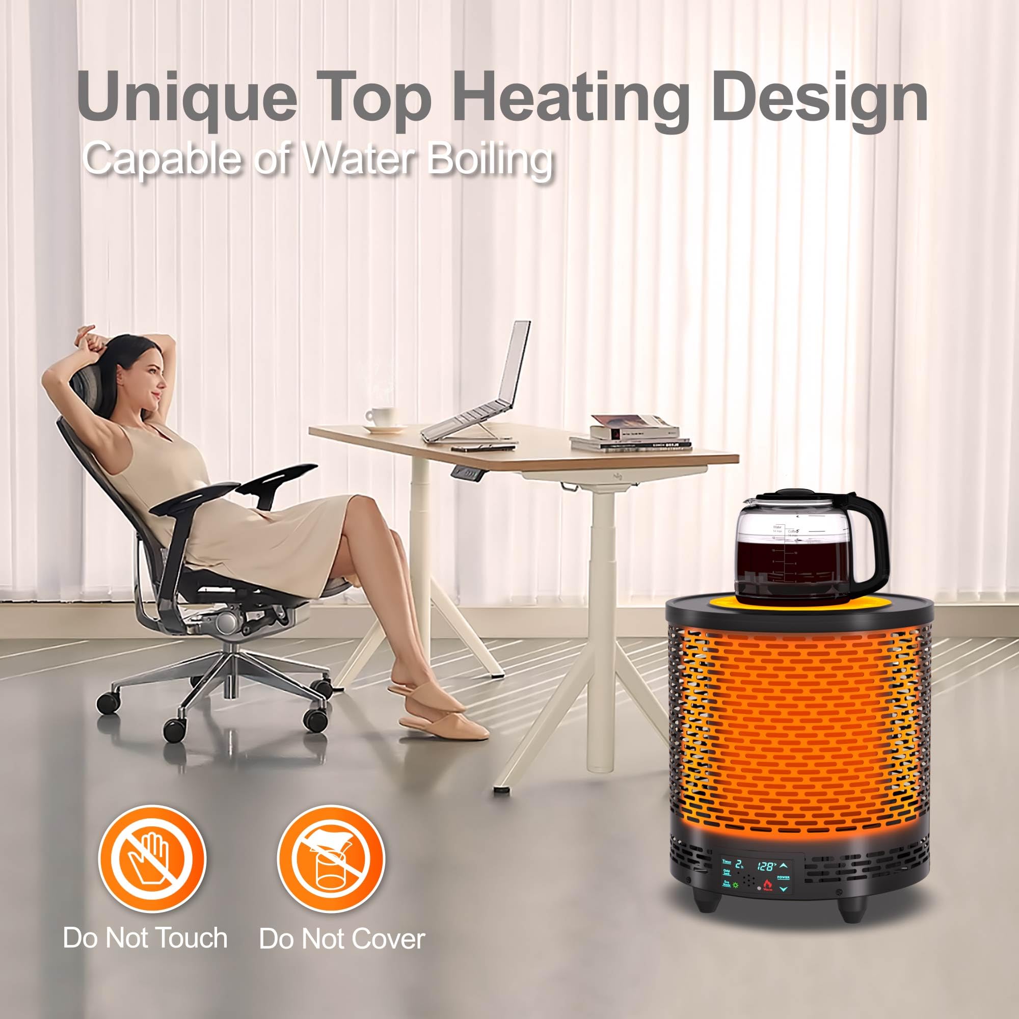 Vpu Space Heater, Voice Control Electric Heaters For Indoor Use, 360? Fast Heating 1500W Energy Efficient Portable Heater, Safe