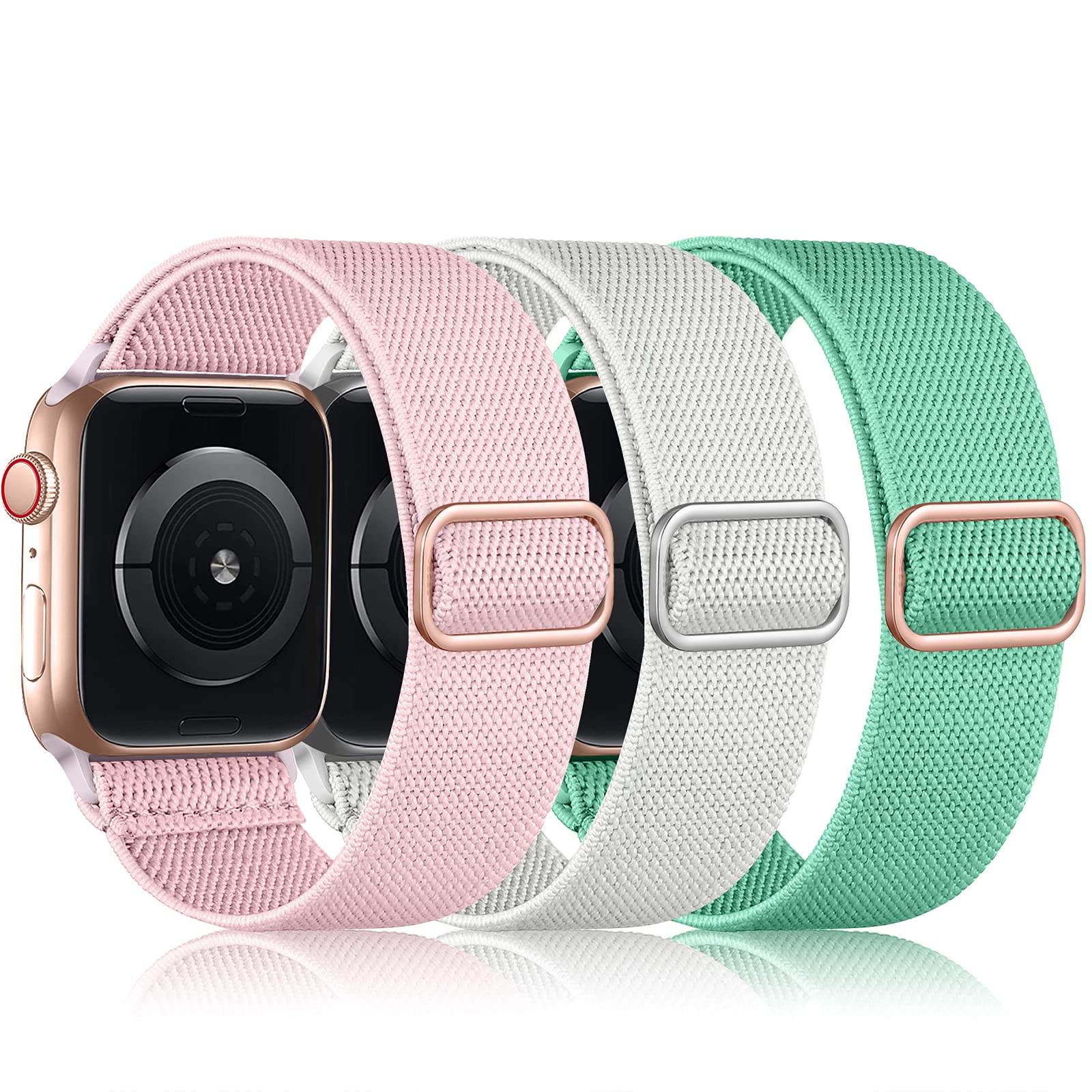 Daqin 3 Pack Solo Loop Sport Compatible With Apple Watch Band 45Mm 46Mm 44Mm 49Mm 42Mm 41Mm 40Mm 38Mm Women Men, Soft Stretchy E