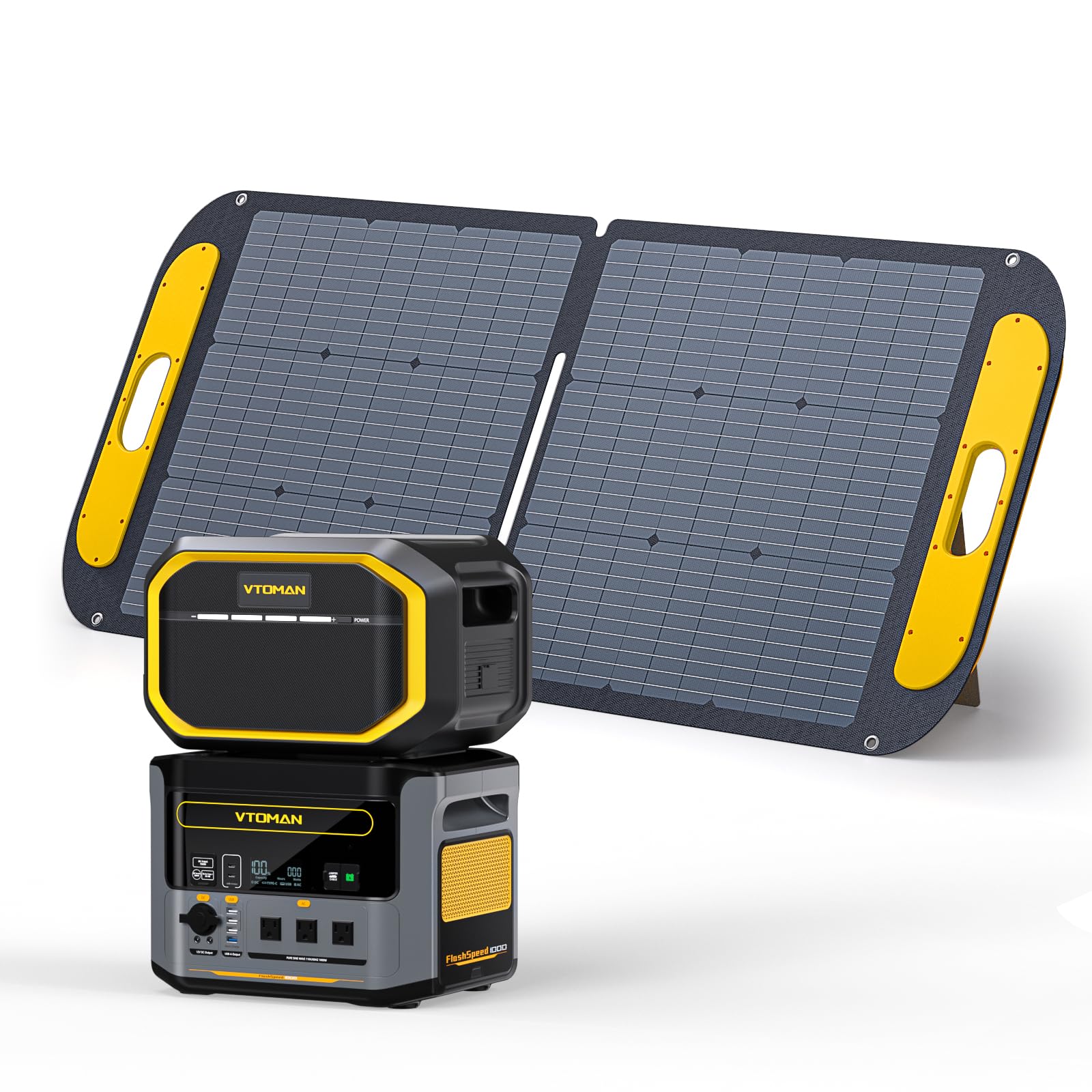 Vtoman Flashspeed 2376Wh Portable Power Station Bundle (Extra Battery&110W Solar Panel Included) 1000W Lifepo4 Battery Solar Gen