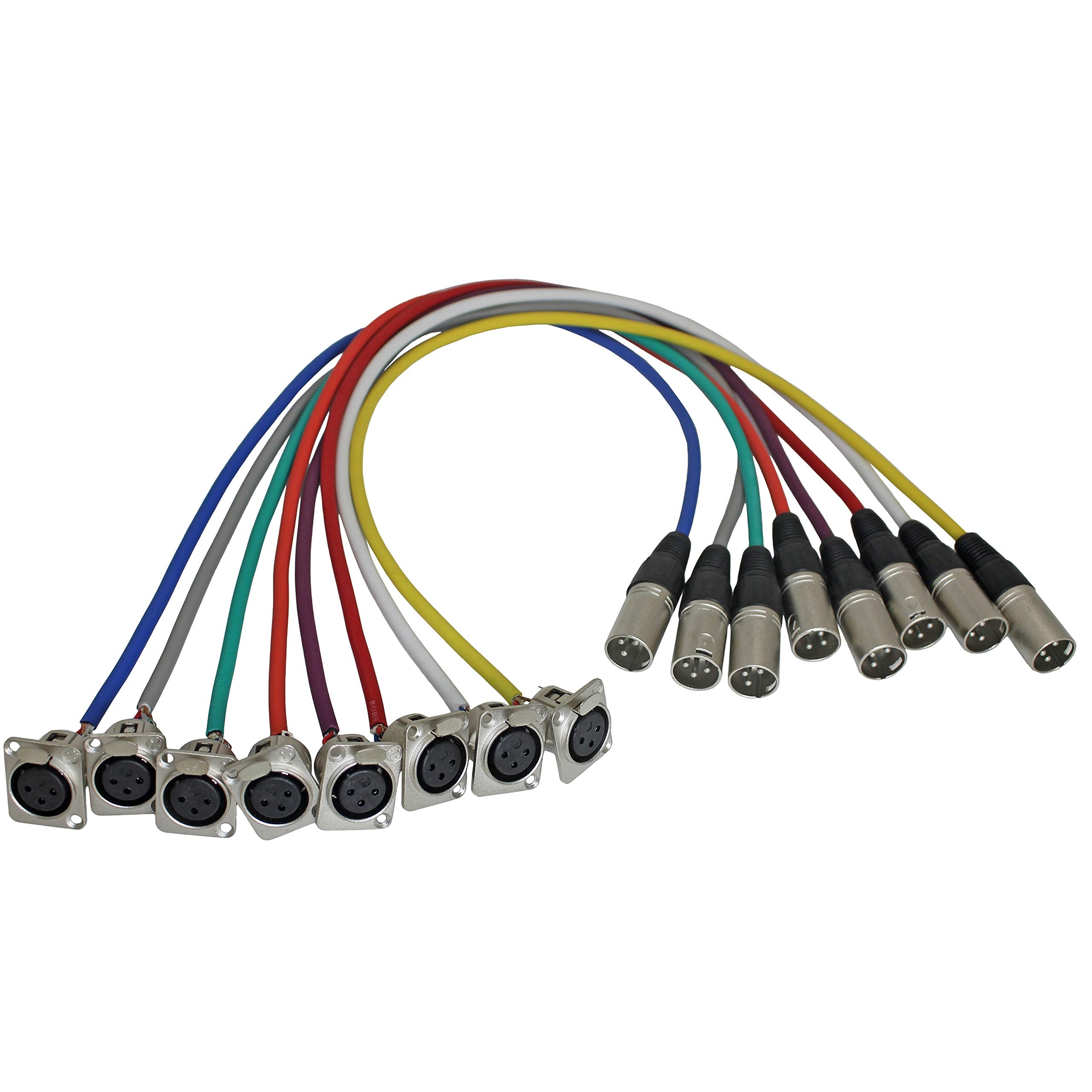 Mcsproaudio Replacement Xlr Pigtails For Floor Boxes And Rack Panels 8 Color Pack