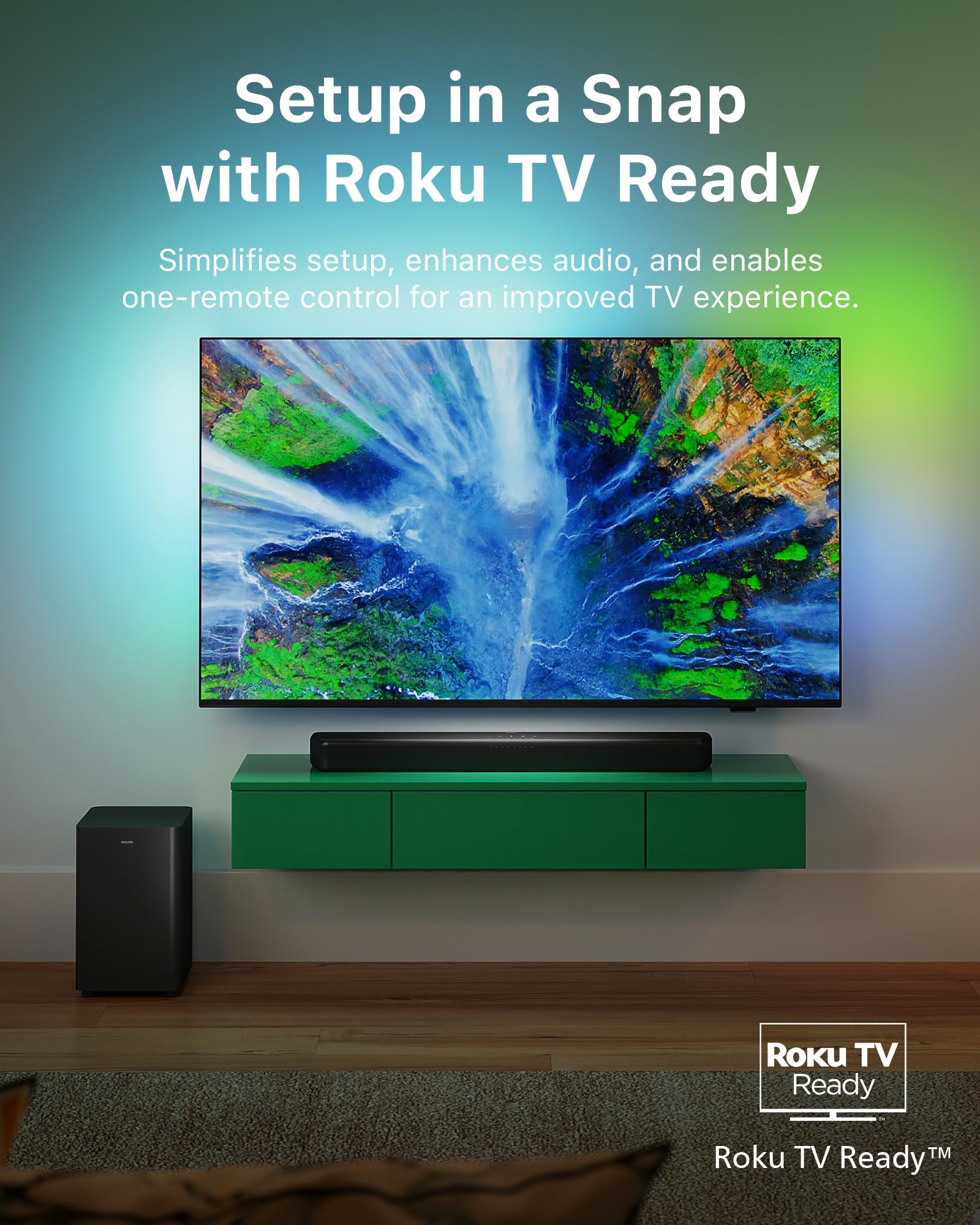 Philips B5309 Soundbar 2.1 With Wireless Subwoofer And Immersive Dts Virtual:X Audio Technology   240W Max Power, Deep Bass, Blu