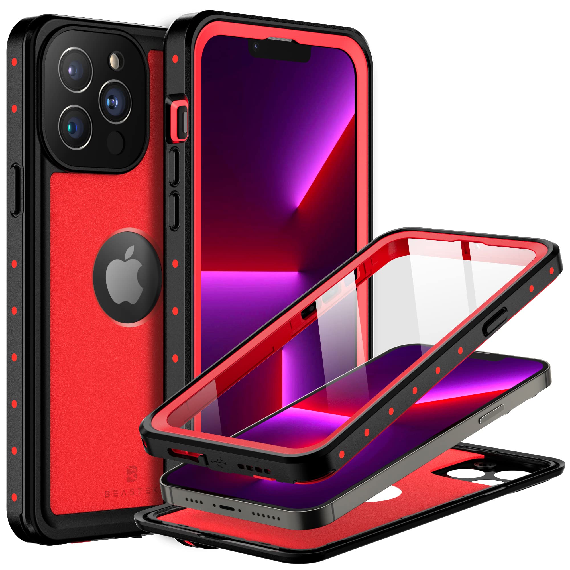 Beastek Iphone 13 Pro Waterproof Case, Nre Series Shockproof Dustproof Underwater Ip68 With Built In Screen Protector Anti Scrat