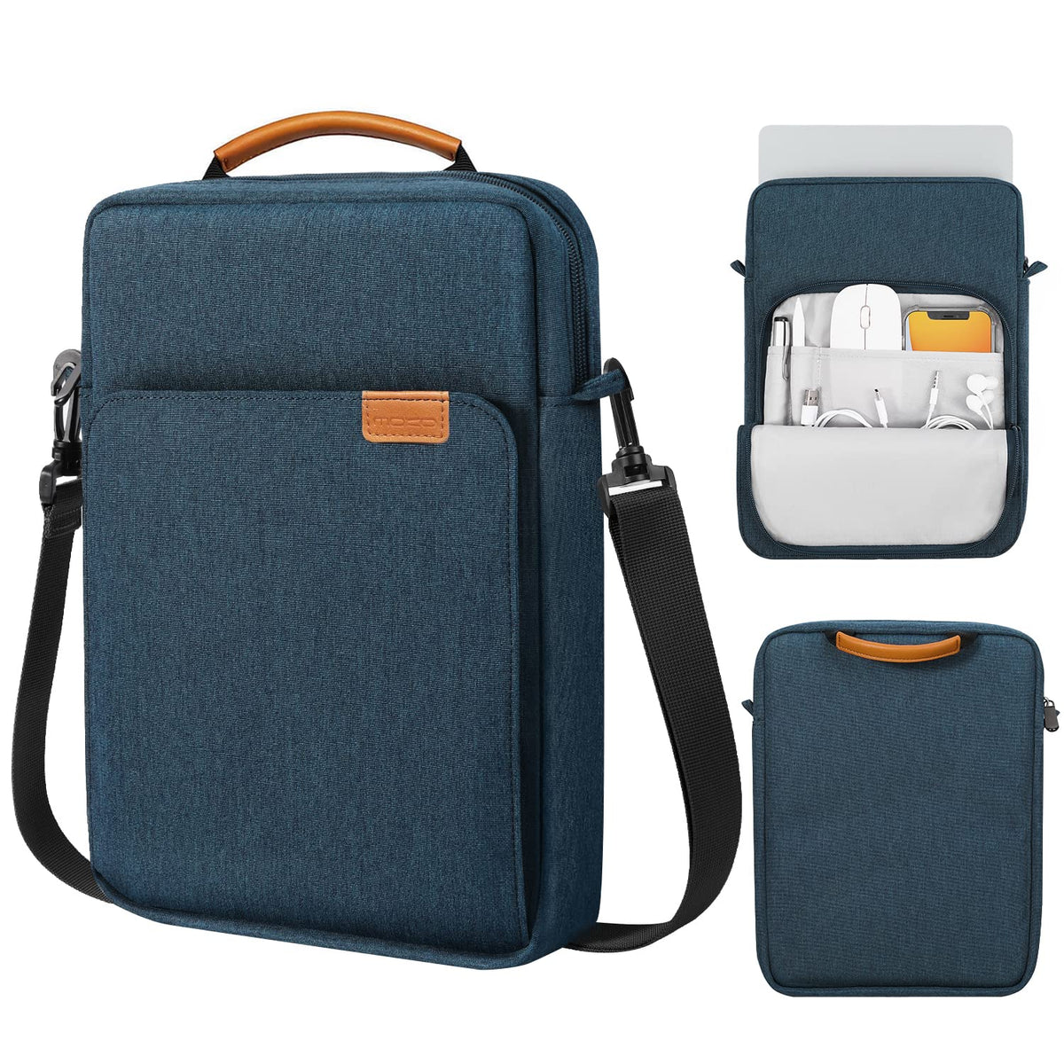 MoKo 13.3-14 Inch Laptop Sleeve Bag Fits MacBook Pro M3/M2 14' 2023, MacBook Pro 13' M2, New MacBook Air 13.6' M3/M2 2024/2022,Tab S8 Ultra 14.6',Handle Carrying Case with Shoulder Strap, Indigo
